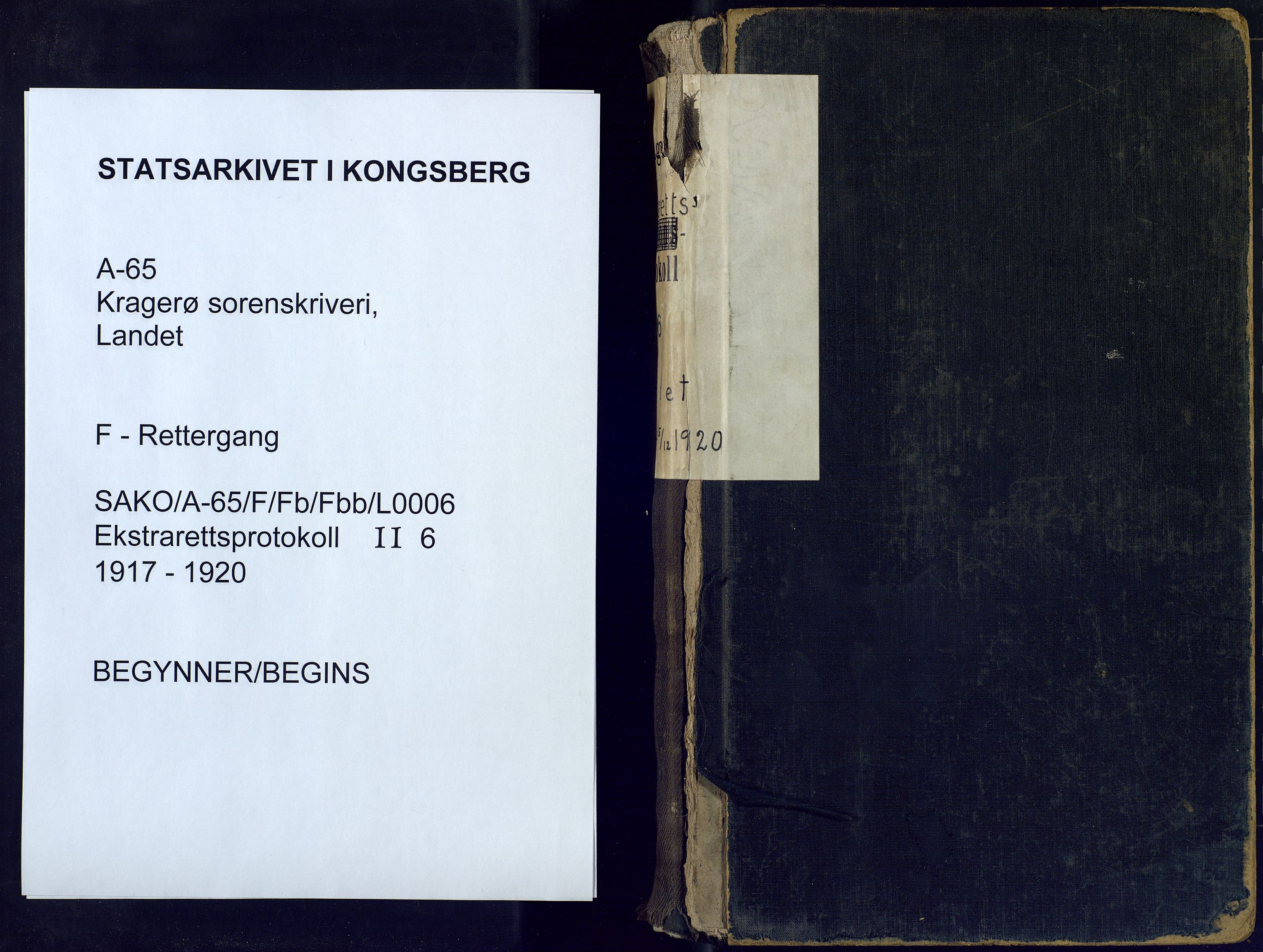 Kragerø sorenskriveri, AV/SAKO-A-65/F/Fb/Fbb/L0006: Ekstrarettsprotokoll, 1917-1920