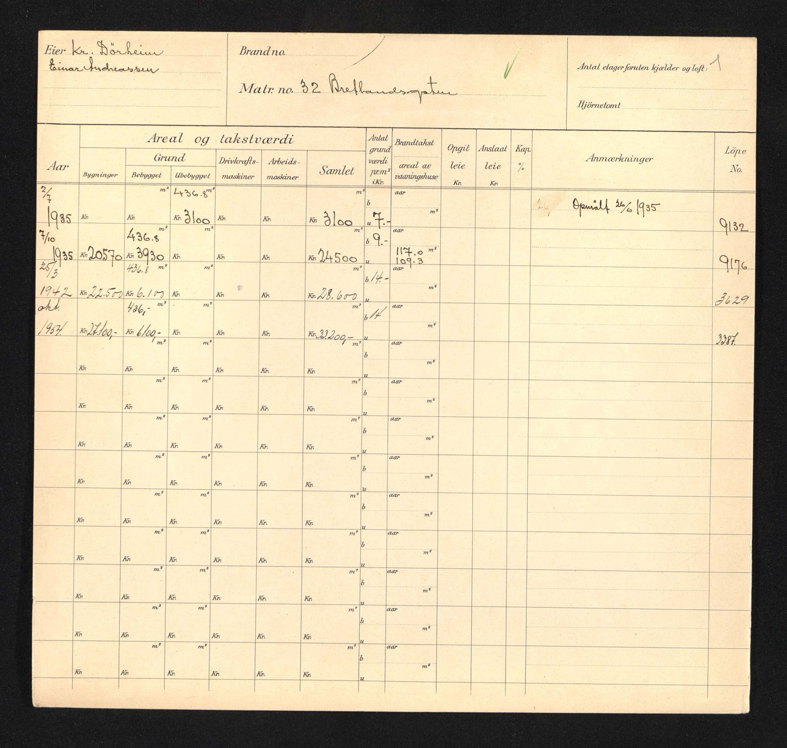 Stavanger kommune. Skattetakstvesenet, BYST/A-0440/F/Fa/Faa/L0006/0004: Skattetakstkort / Bretlandsgata 32 - 62