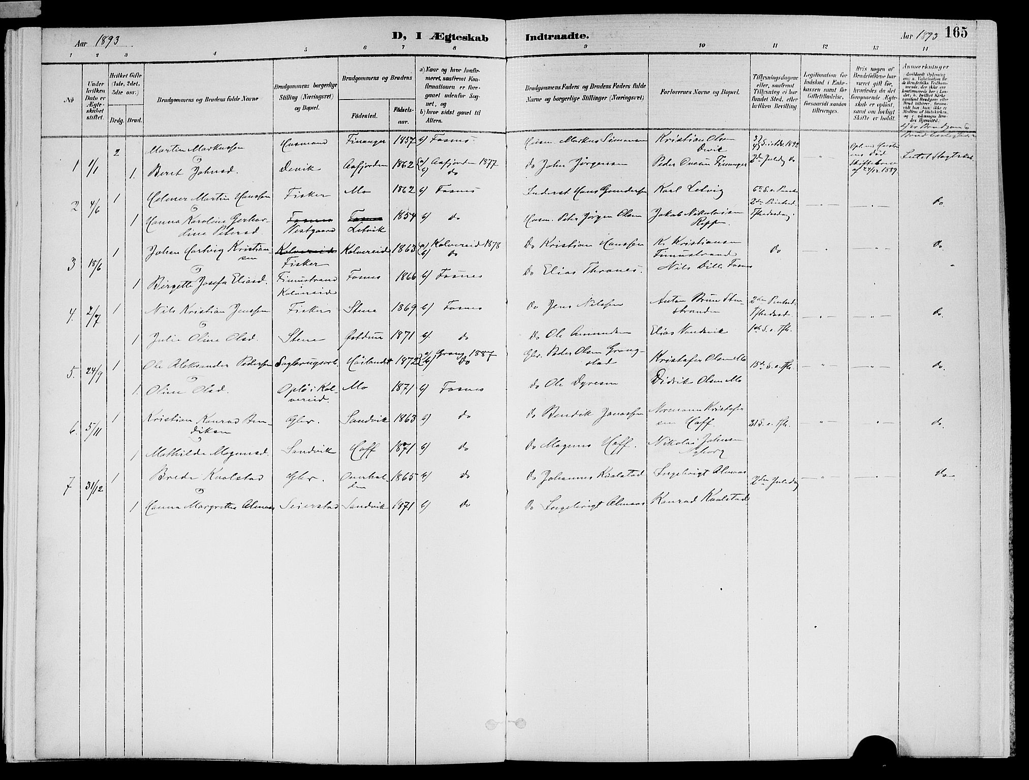 Ministerialprotokoller, klokkerbøker og fødselsregistre - Nord-Trøndelag, AV/SAT-A-1458/773/L0617: Parish register (official) no. 773A08, 1887-1910, p. 165