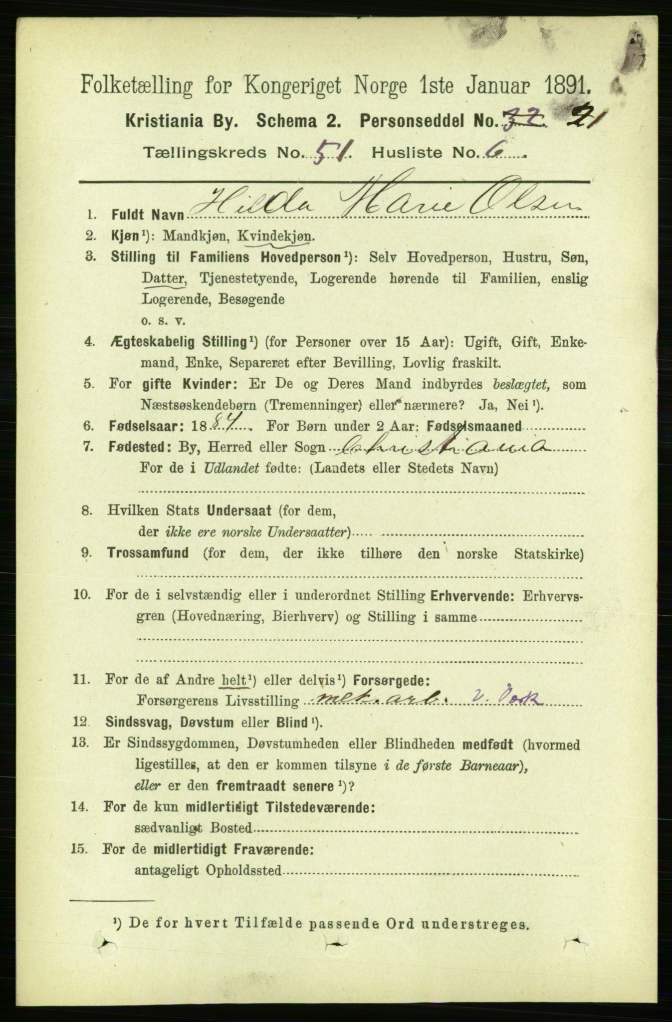 RA, 1891 census for 0301 Kristiania, 1891, p. 29307