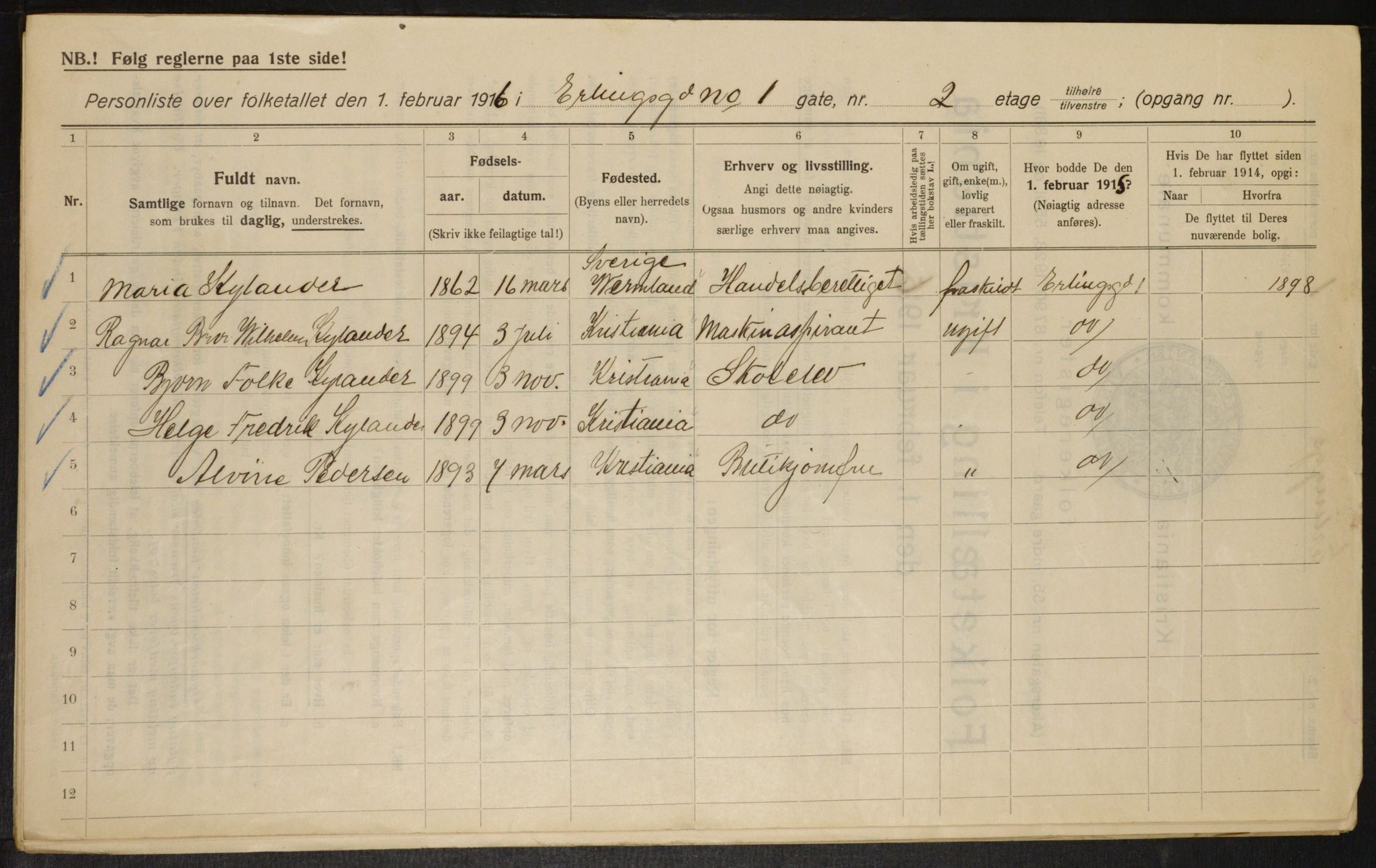 OBA, Municipal Census 1916 for Kristiania, 1916, p. 22355