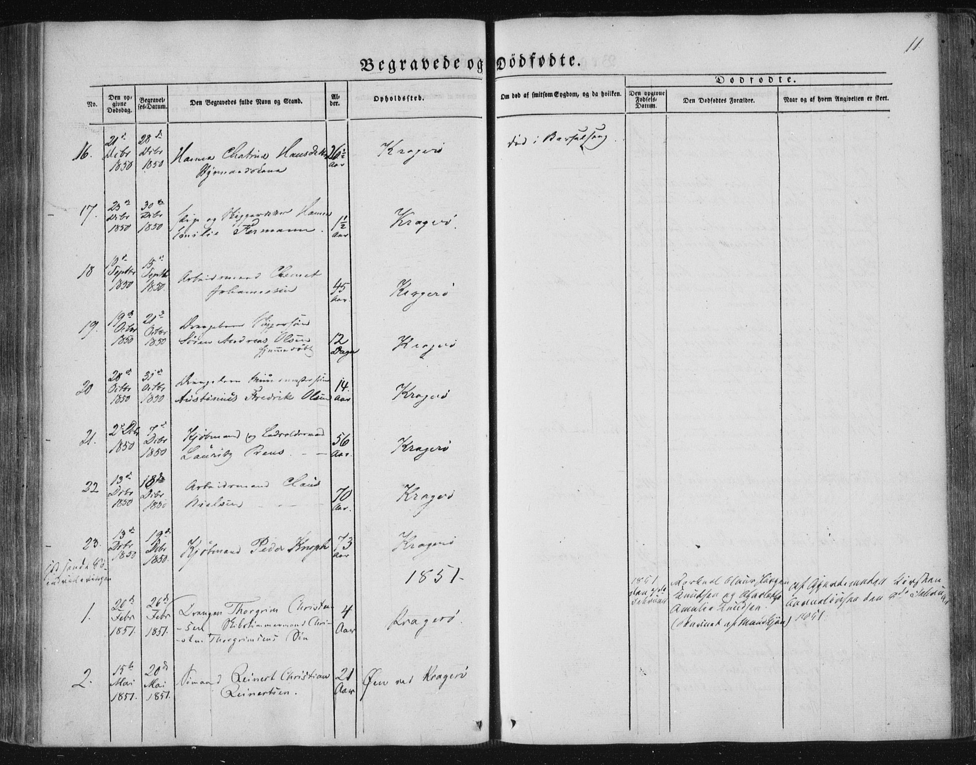 Kragerø kirkebøker, AV/SAKO-A-278/F/Fa/L0006: Parish register (official) no. 6, 1847-1861, p. 11