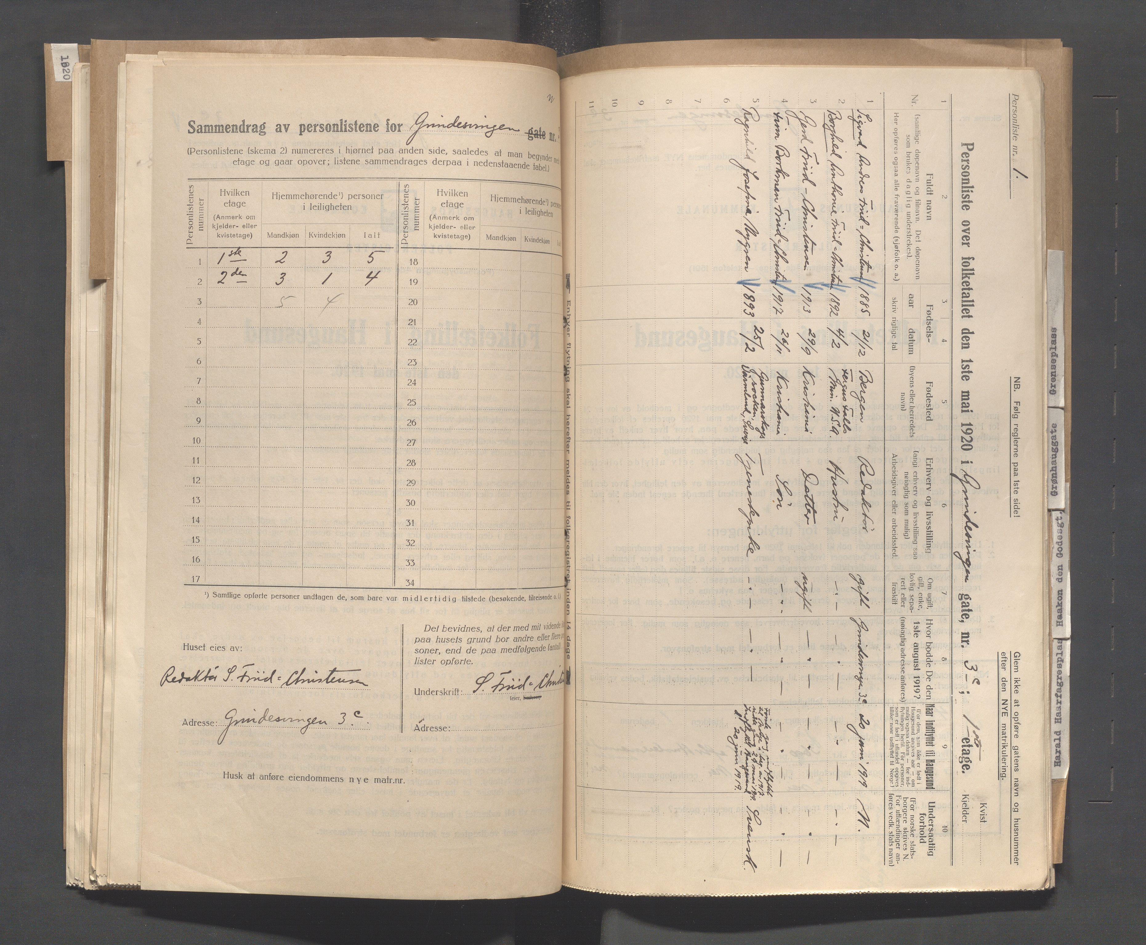 IKAR, Local census 1.5.1920 for Haugesund, 1920, p. 1073