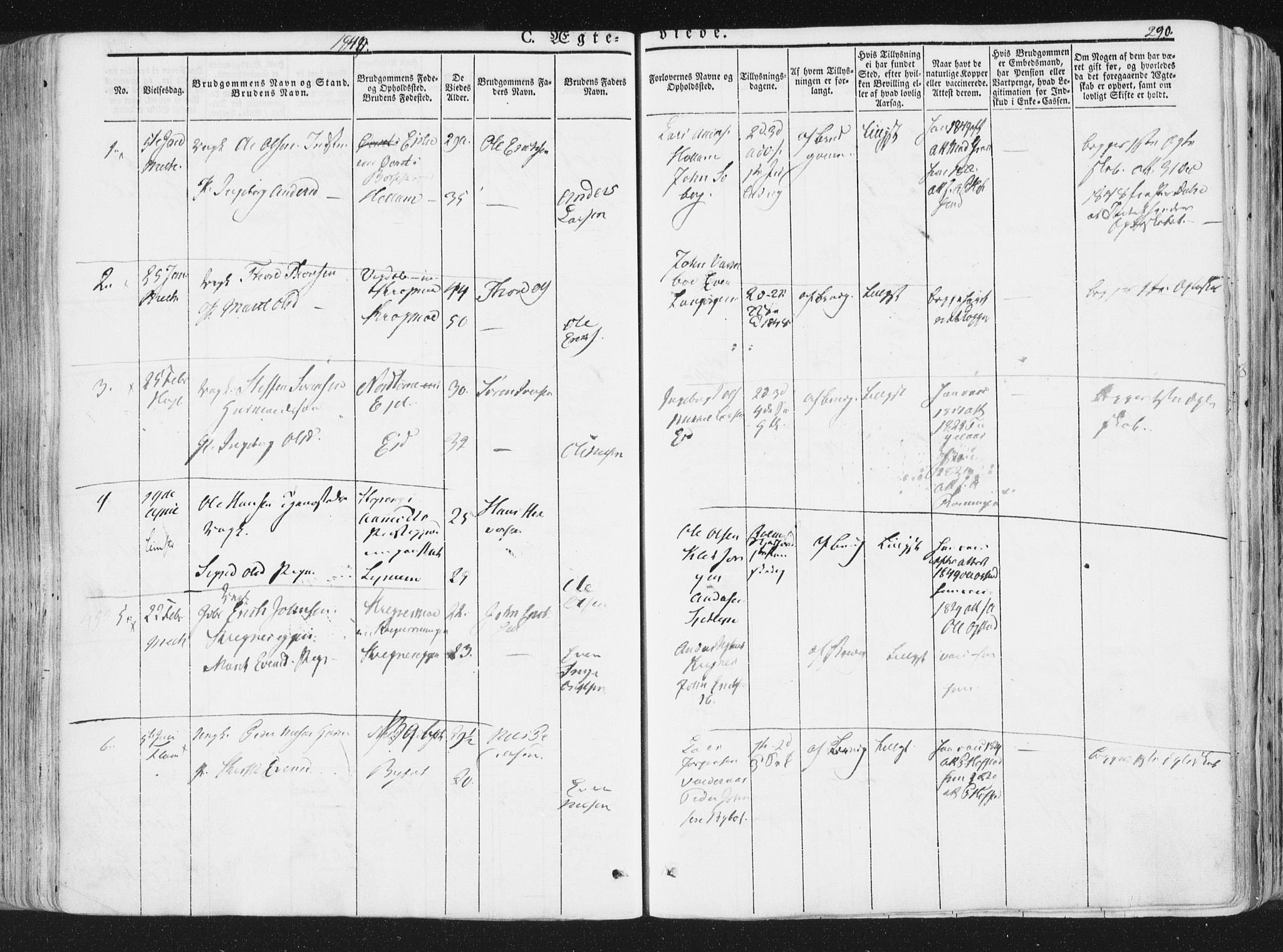 Ministerialprotokoller, klokkerbøker og fødselsregistre - Sør-Trøndelag, SAT/A-1456/691/L1074: Parish register (official) no. 691A06, 1842-1852, p. 290