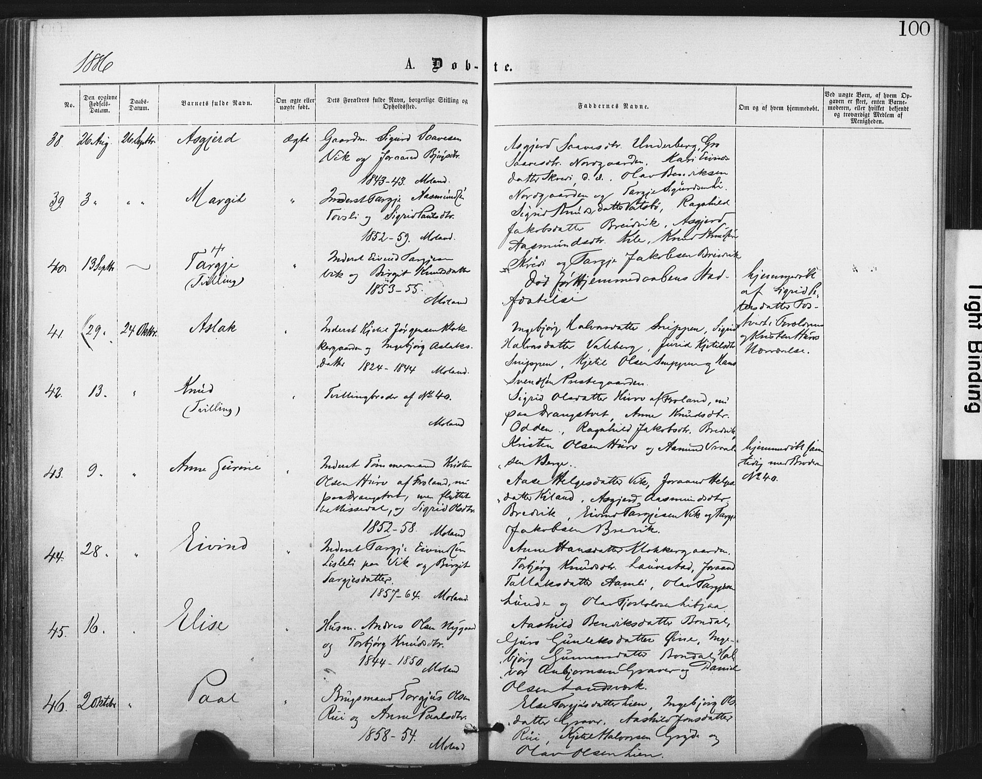 Fyresdal kirkebøker, SAKO/A-263/F/Fa/L0006: Parish register (official) no. I 6, 1872-1886, p. 100