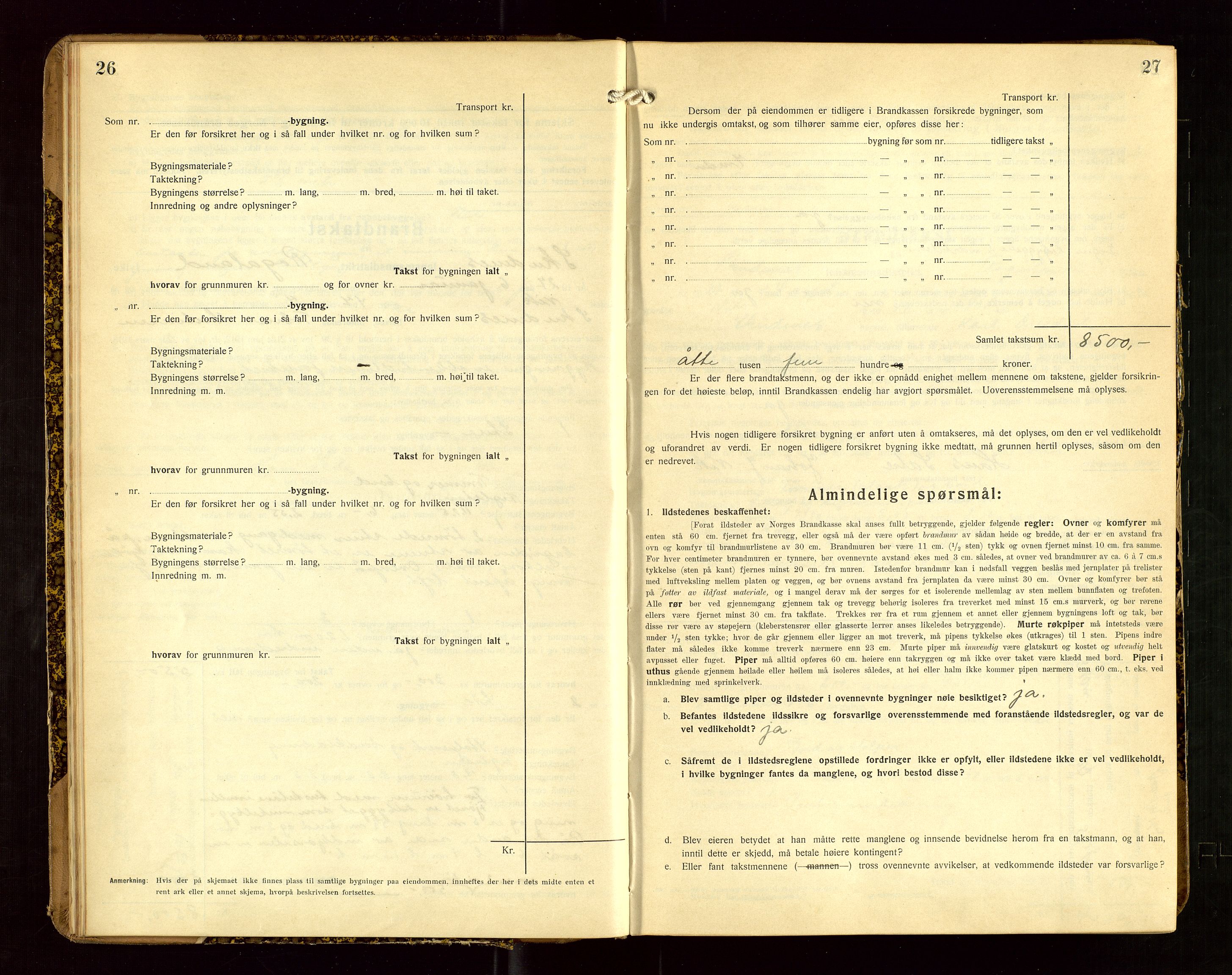 Skudenes lensmannskontor, AV/SAST-A-100444/Gob/L0002: "Brandtakstprotokoll", 1925-1952, p. 26-27