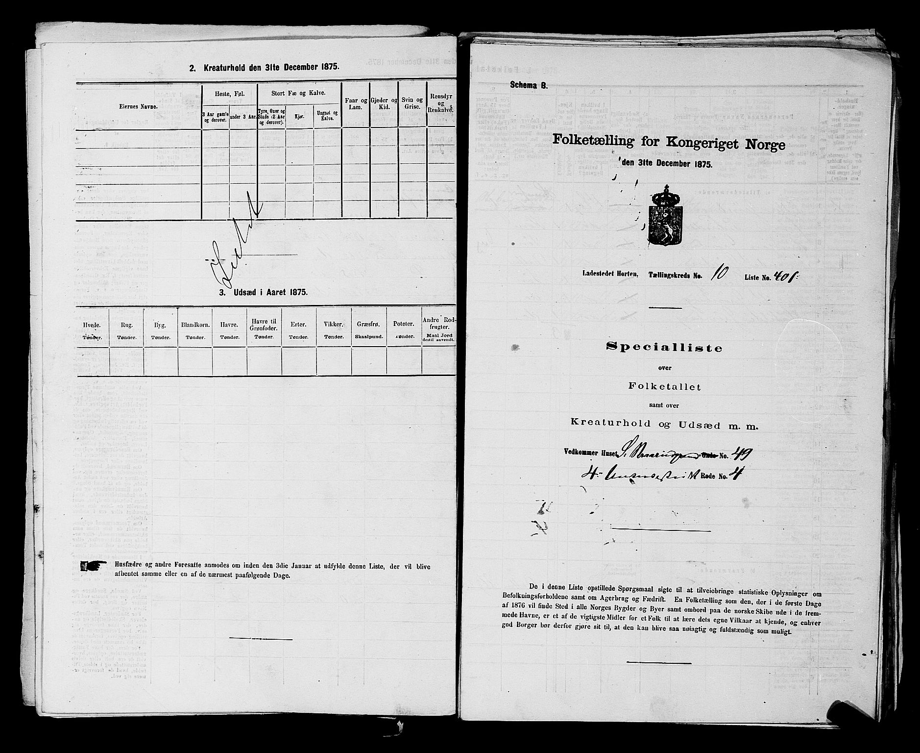 SAKO, 1875 census for 0703P Horten, 1875, p. 900