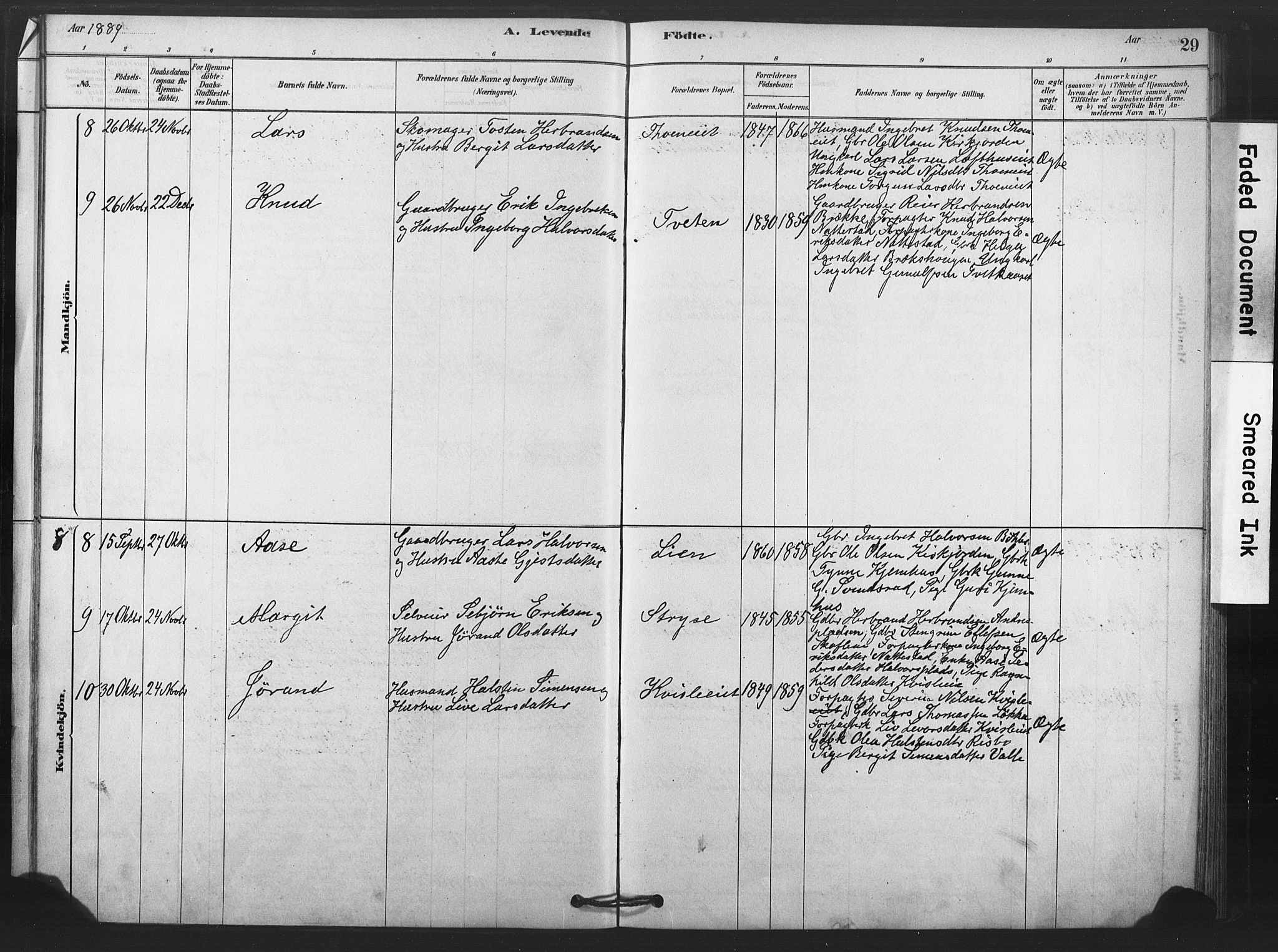 Rollag kirkebøker, SAKO/A-240/F/Fb/L0001: Parish register (official) no. II 1, 1878-1899, p. 29