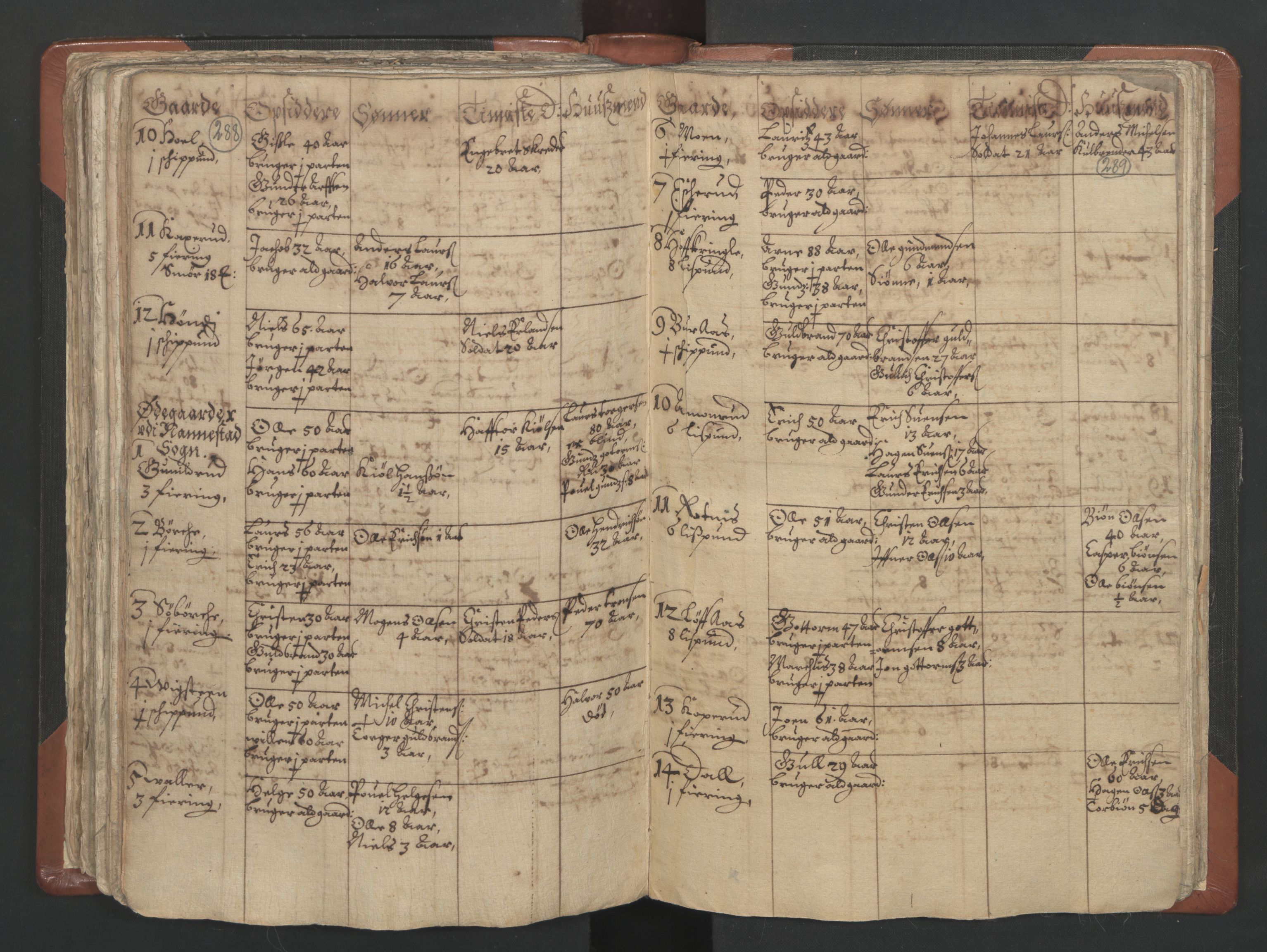 RA, Vicar's Census 1664-1666, no. 4: Øvre Romerike deanery, 1664-1666, p. 288-289