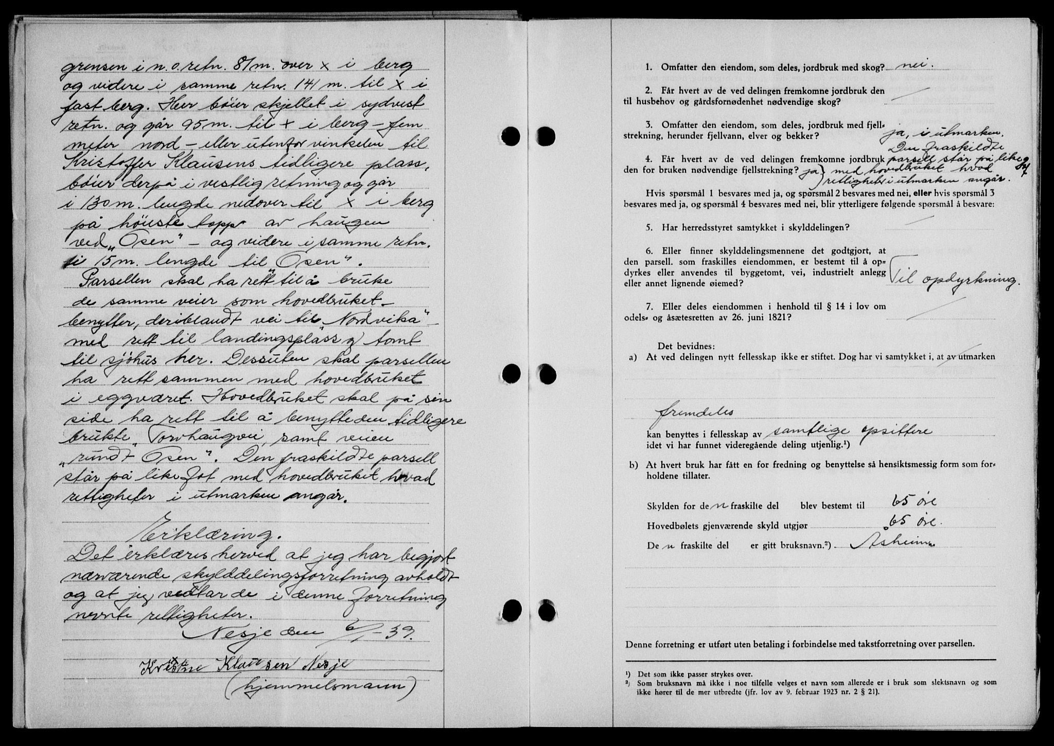 Lofoten sorenskriveri, SAT/A-0017/1/2/2C/L0005a: Mortgage book no. 5a, 1939-1939, Diary no: : 367/1939