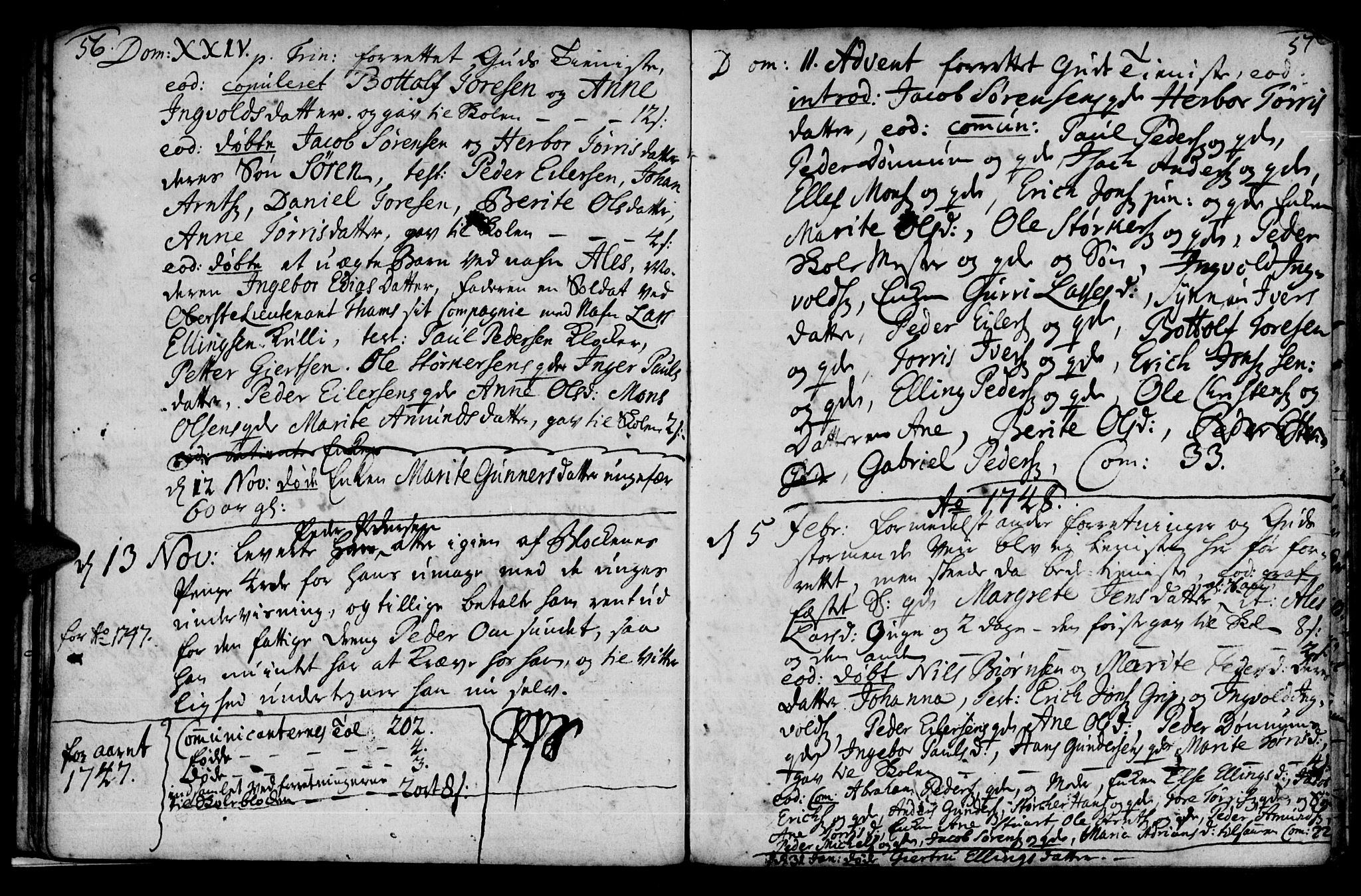 Ministerialprotokoller, klokkerbøker og fødselsregistre - Møre og Romsdal, SAT/A-1454/574/L0875: Parish register (official) no. 574A01, 1733-1753, p. 56-57