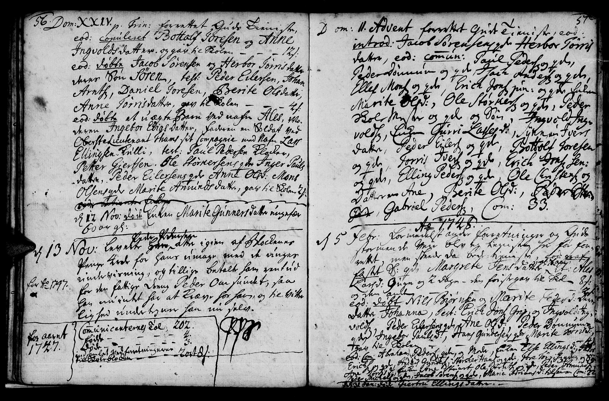 Ministerialprotokoller, klokkerbøker og fødselsregistre - Møre og Romsdal, AV/SAT-A-1454/574/L0875: Parish register (official) no. 574A01, 1733-1753, p. 56-57