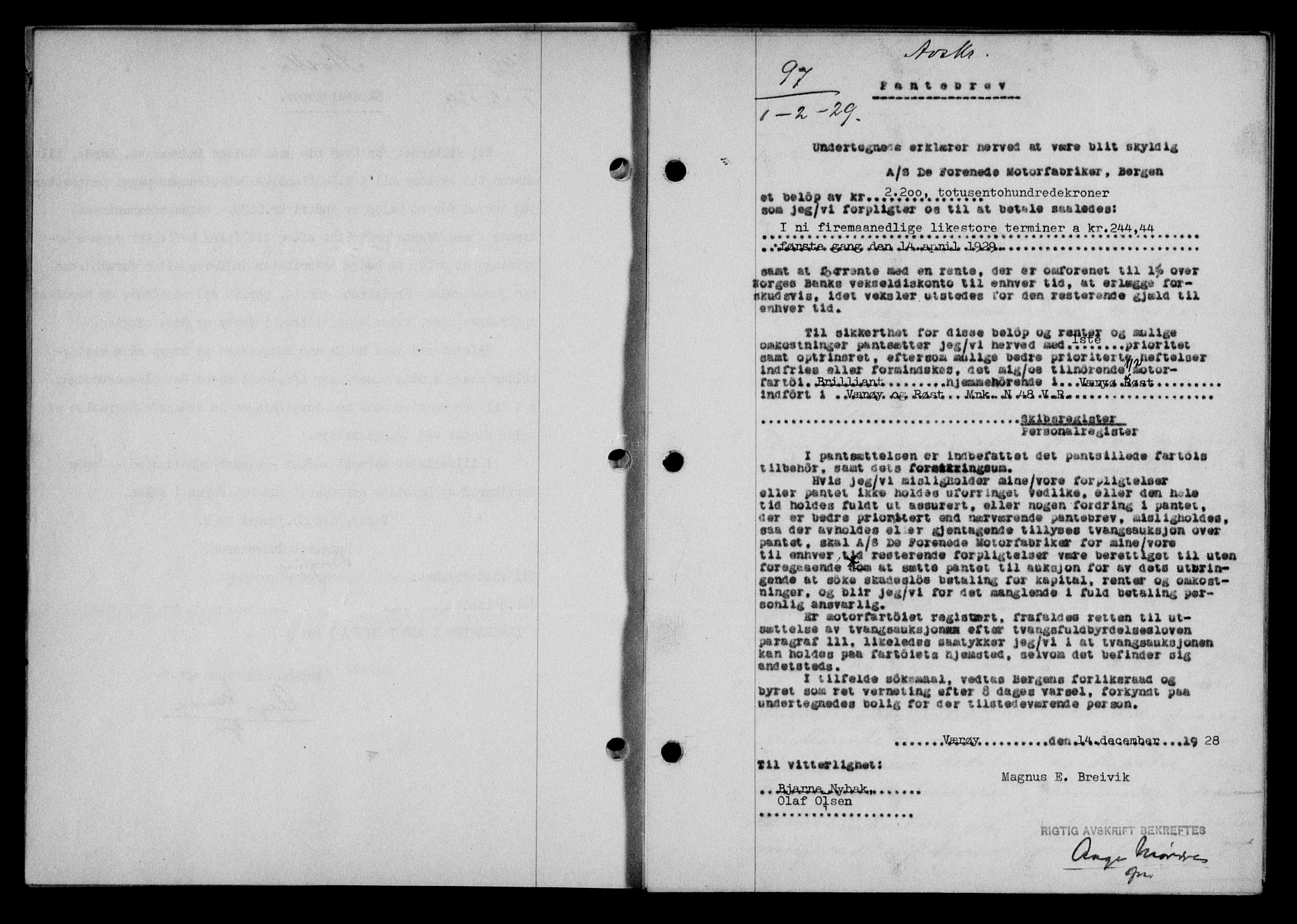 Lofoten sorenskriveri, SAT/A-0017/1/2/2C/L0019b: Mortgage book no. 19b, 1929-1929, Deed date: 01.02.1929