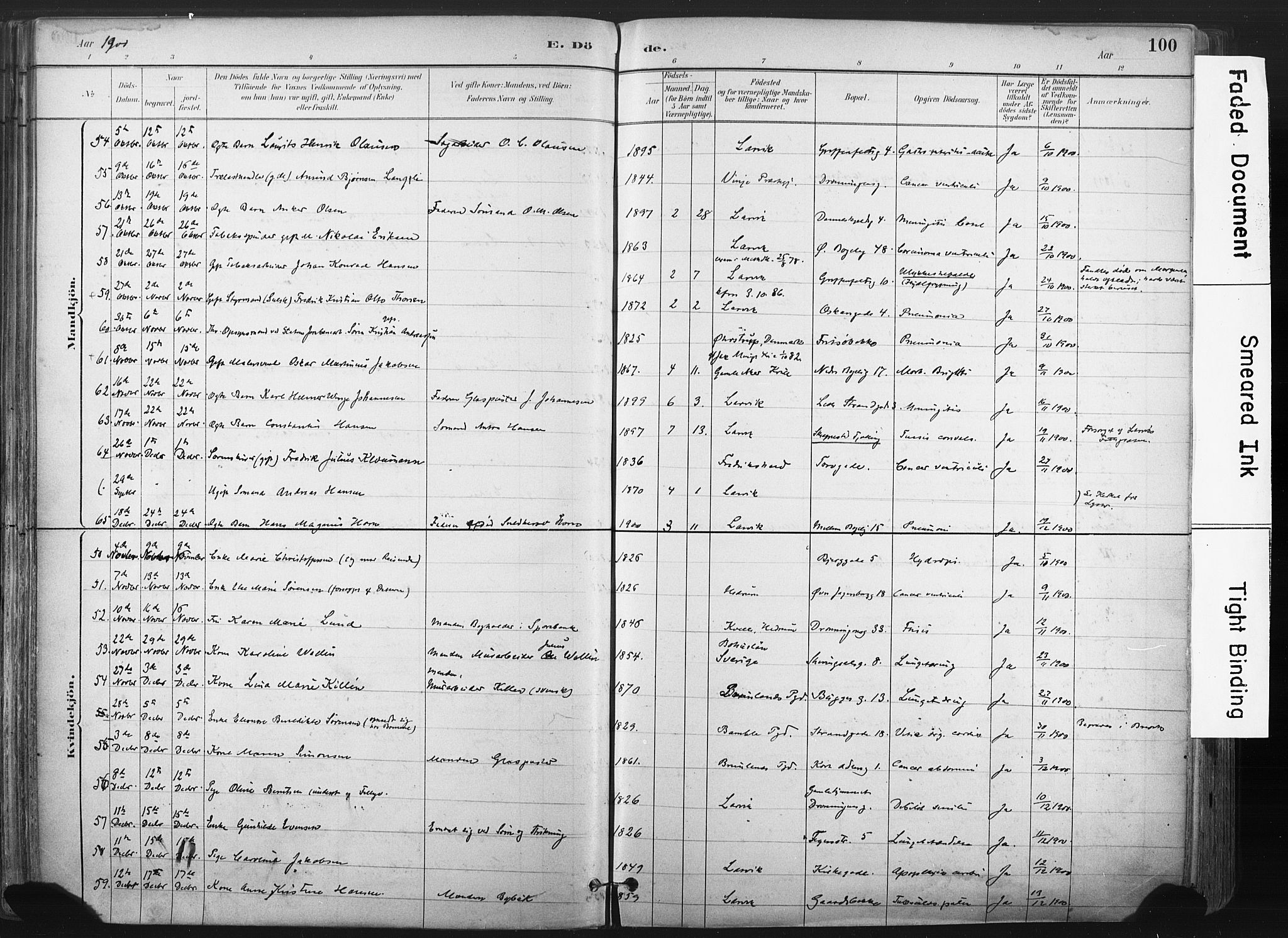Larvik kirkebøker, SAKO/A-352/F/Fa/L0010: Parish register (official) no. I 10, 1884-1910, p. 100