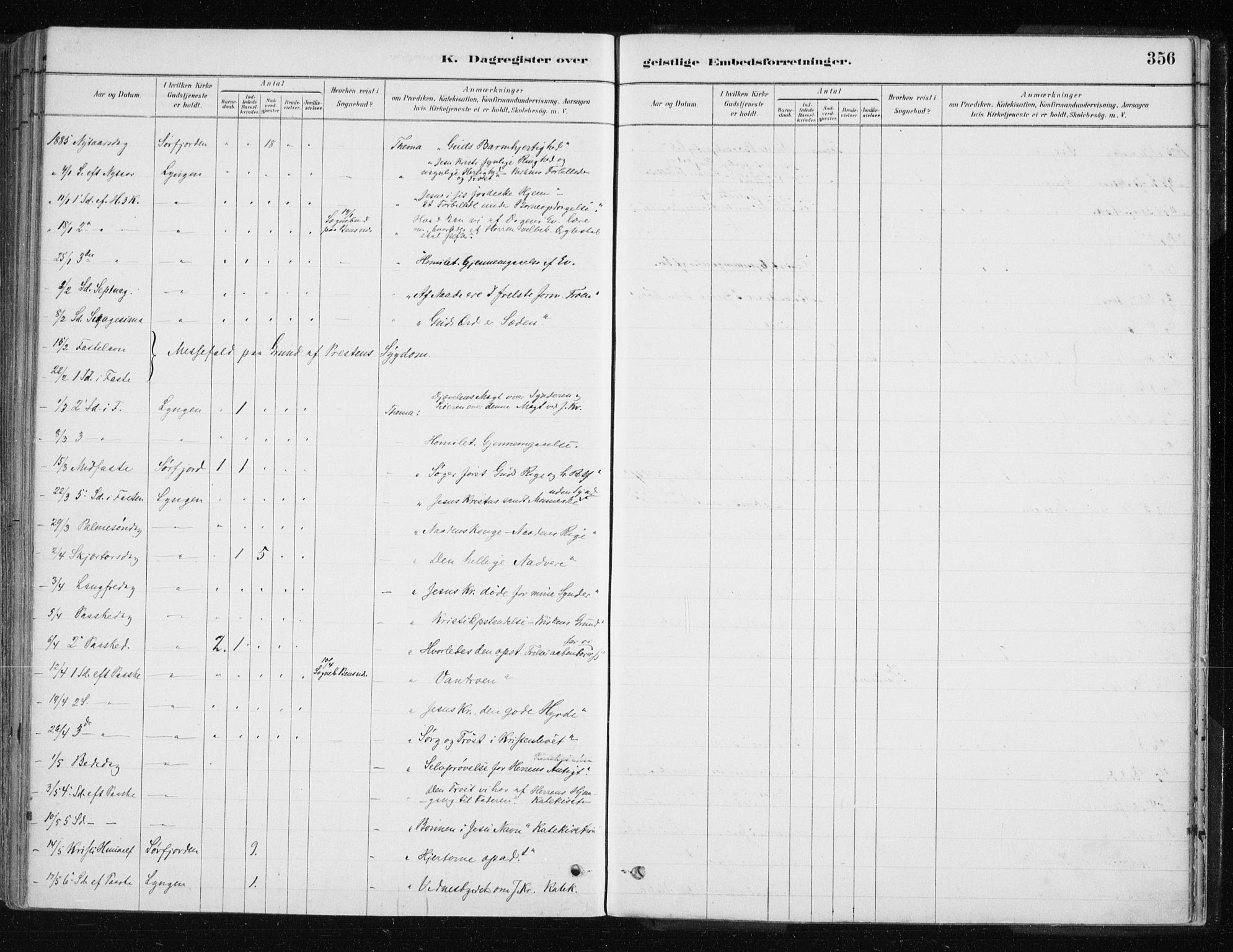 Lyngen sokneprestembete, SATØ/S-1289/H/He/Hea/L0007kirke: Parish register (official) no. 7, 1879-1890, p. 356