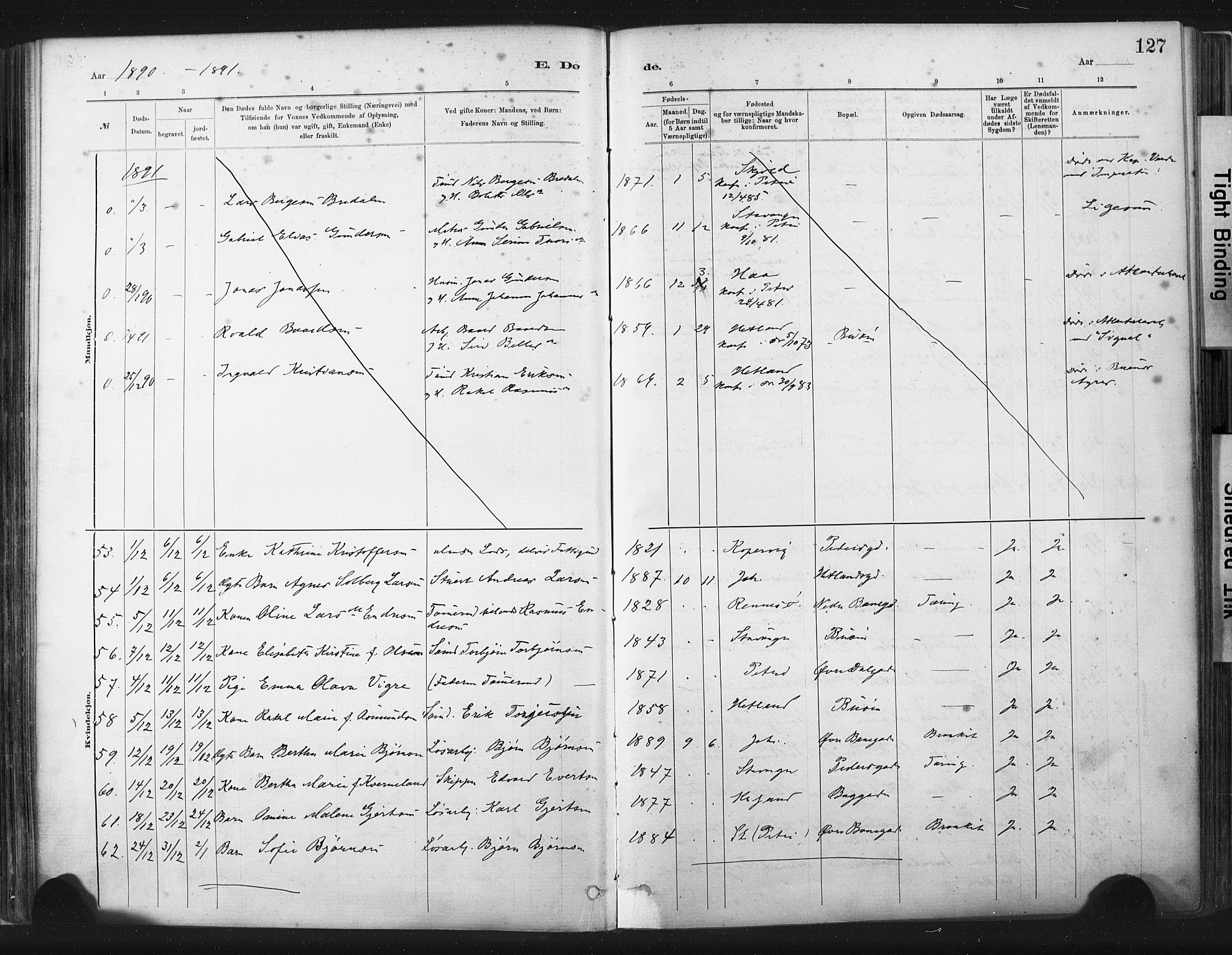 St. Johannes sokneprestkontor, SAST/A-101814/001/30/30BA/L0003: Parish register (official) no. A 3, 1885-1910, p. 127