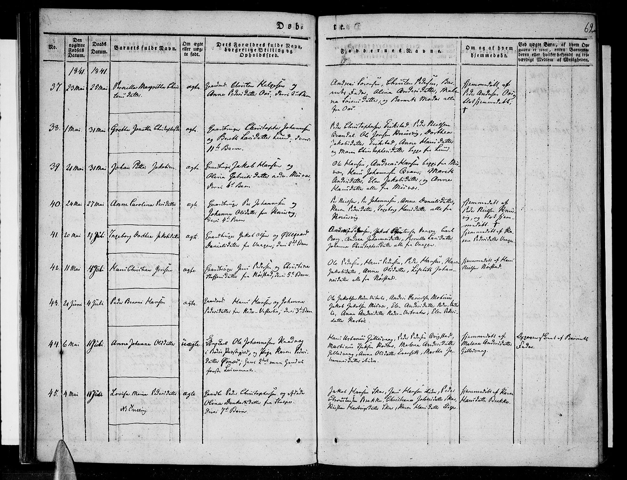 Ministerialprotokoller, klokkerbøker og fødselsregistre - Nordland, SAT/A-1459/852/L0737: Parish register (official) no. 852A07, 1833-1849, p. 69