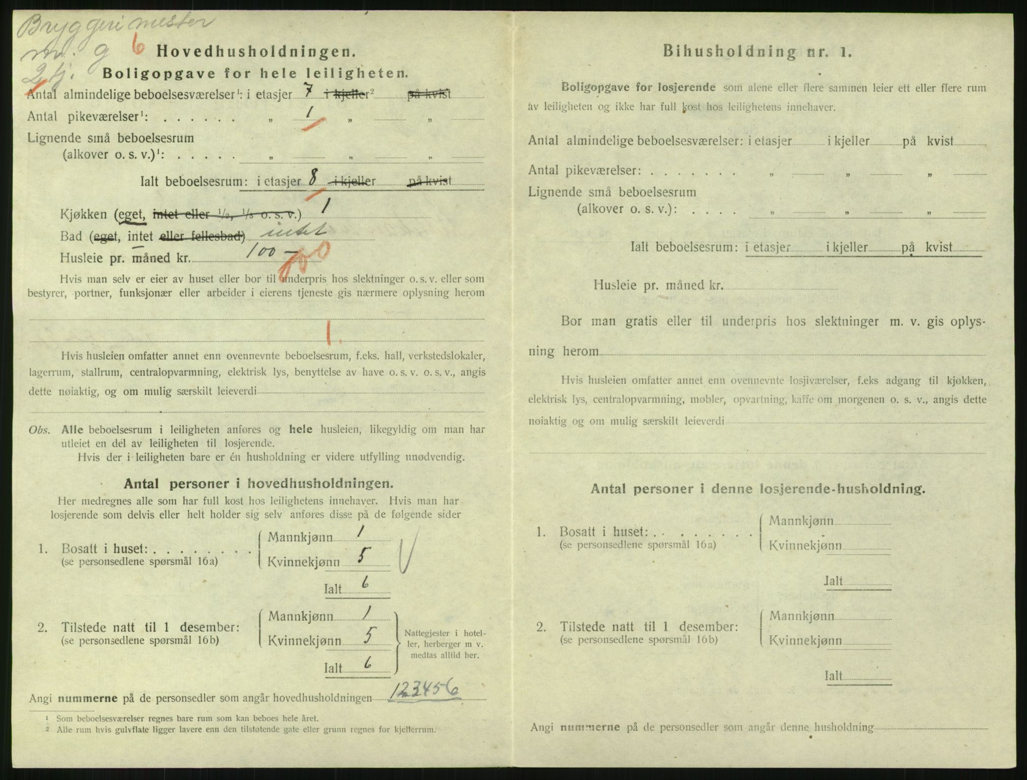 SAH, 1920 census for Lillehammer, 1920, p. 2307