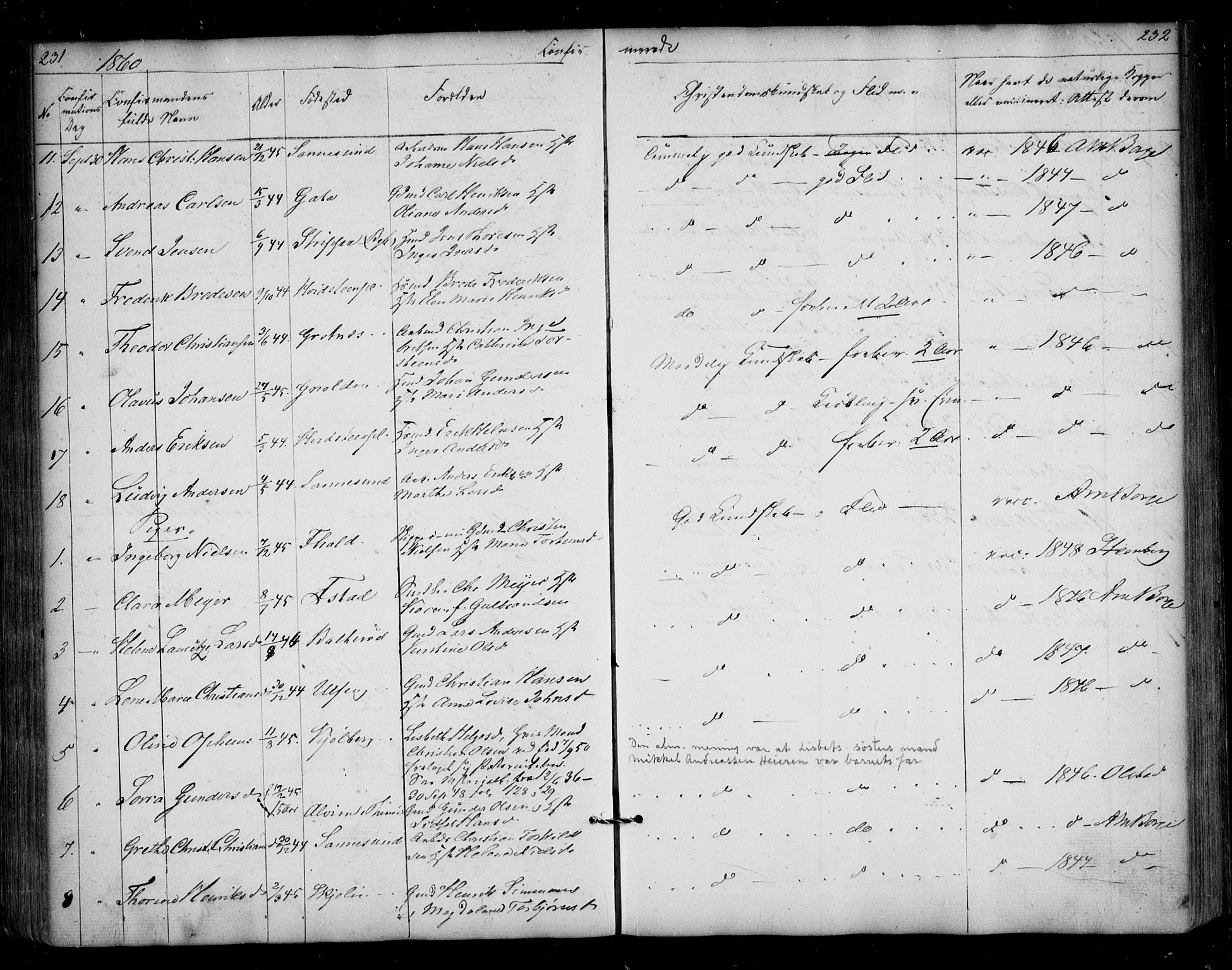 Borge prestekontor Kirkebøker, AV/SAO-A-10903/F/Fa/L0005: Parish register (official) no. I 5, 1848-1860, p. 231-232