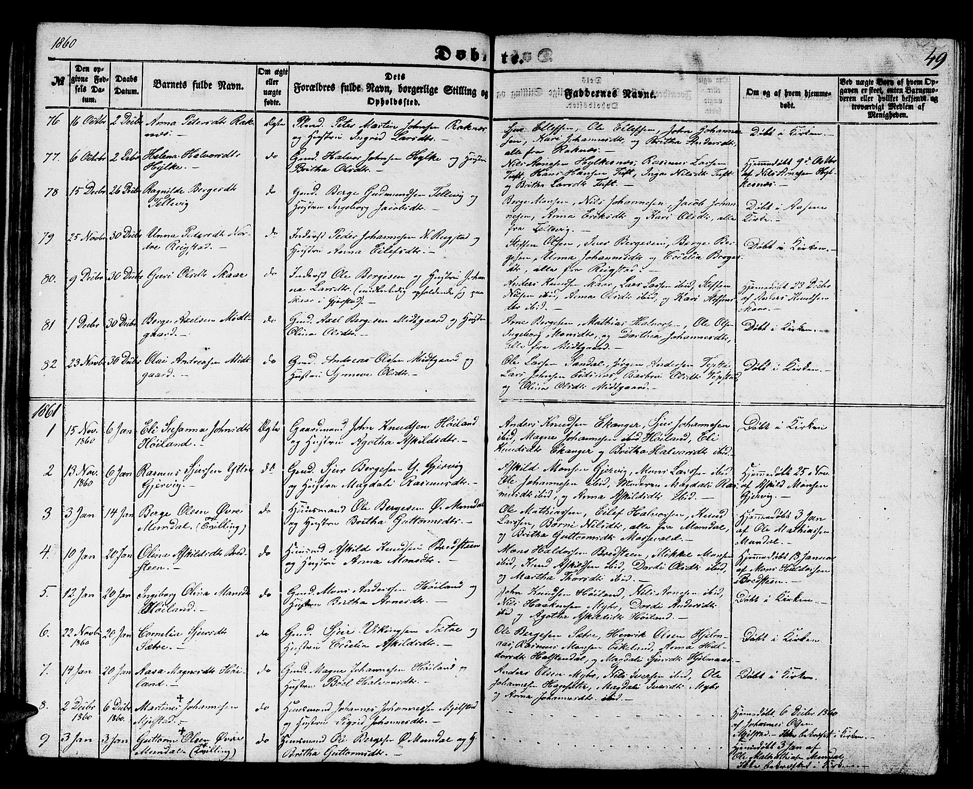 Hamre sokneprestembete, SAB/A-75501/H/Ha/Hab: Parish register (copy) no. B 1, 1852-1863, p. 49