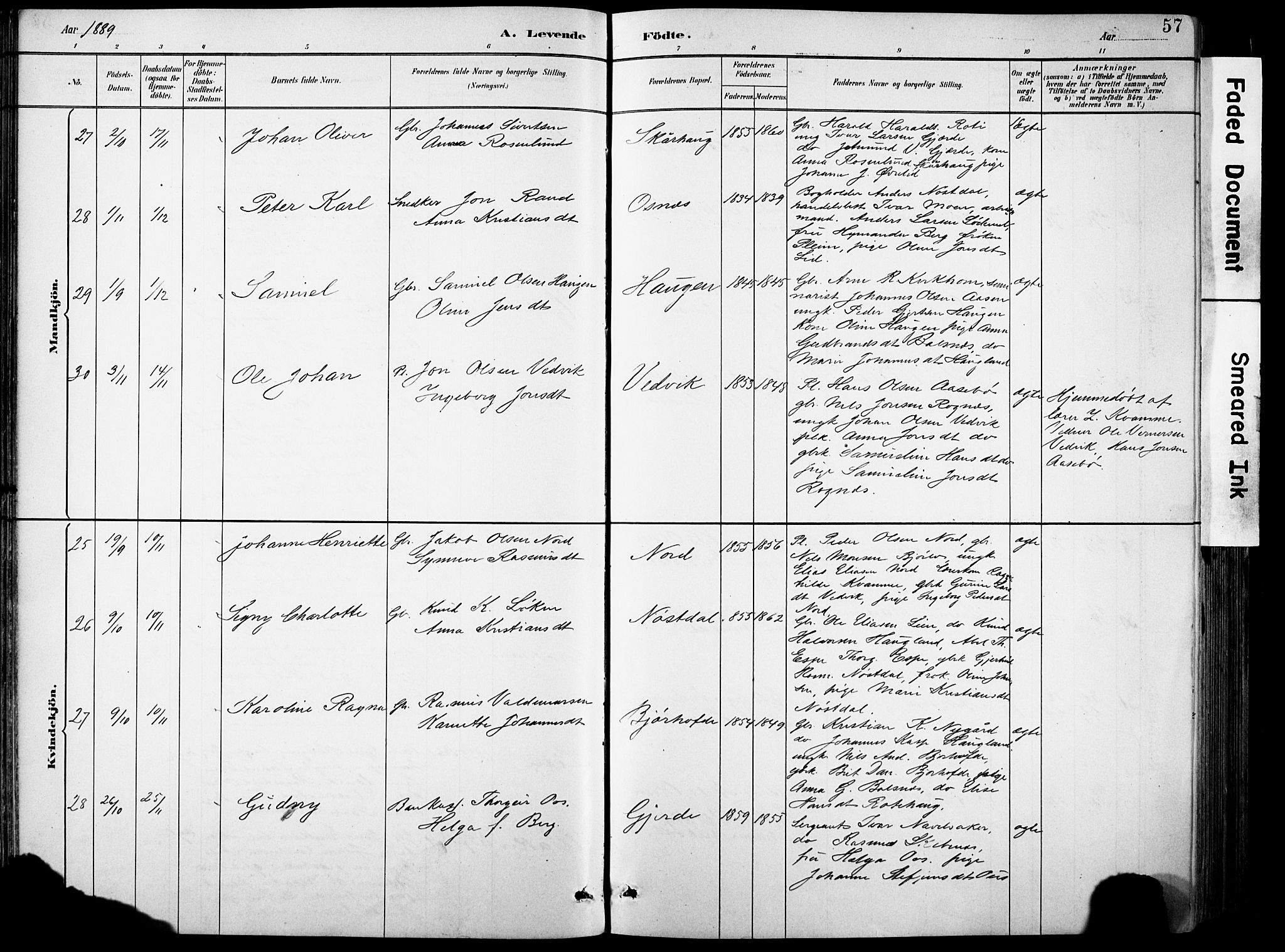 Eid sokneprestembete, AV/SAB-A-82301/H/Hab/Habb/L0002: Parish register (copy) no. B 2, 1882-1907, p. 57