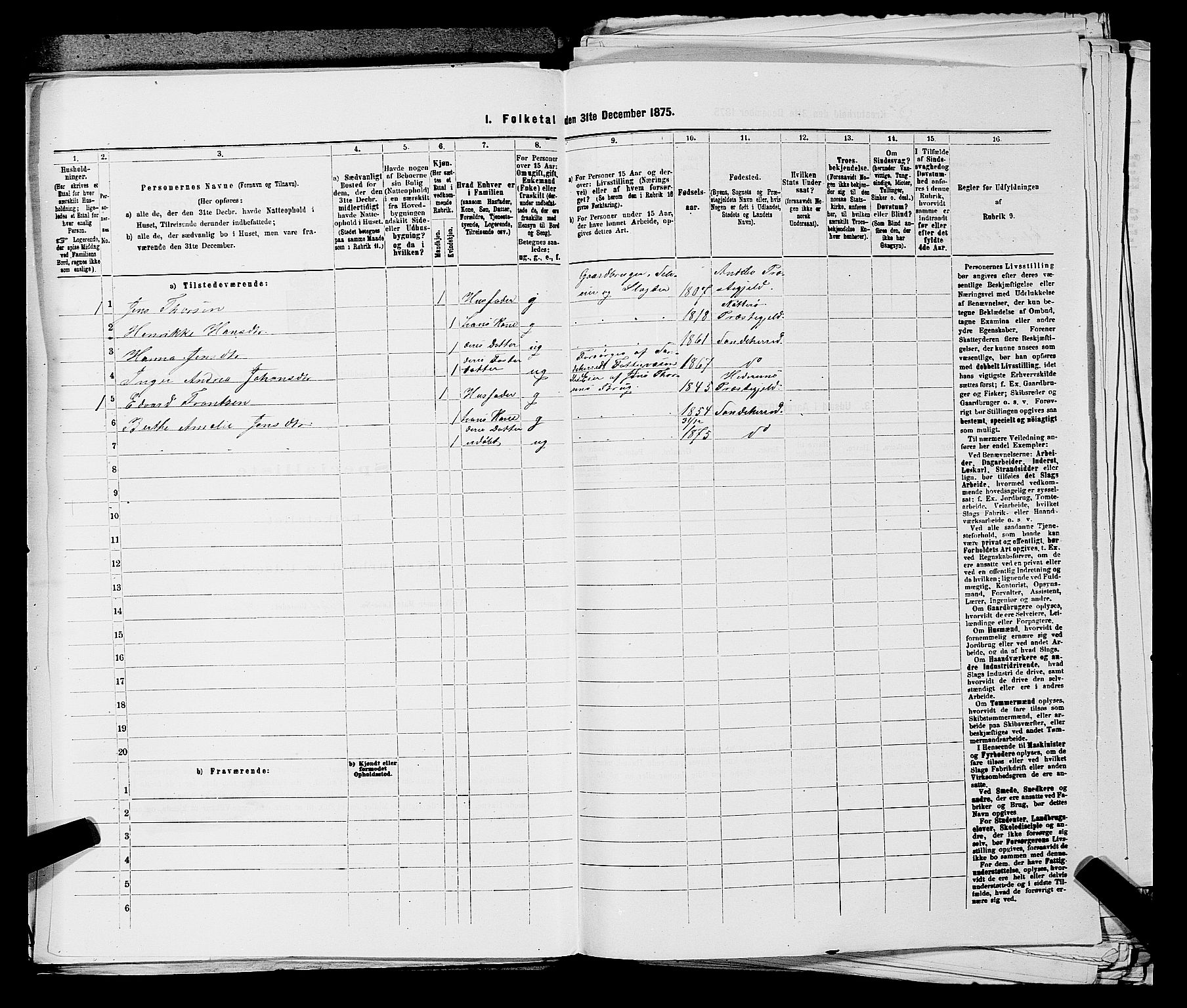 SAKO, 1875 census for 0724L Sandeherred/Sandeherred, 1875, p. 1511