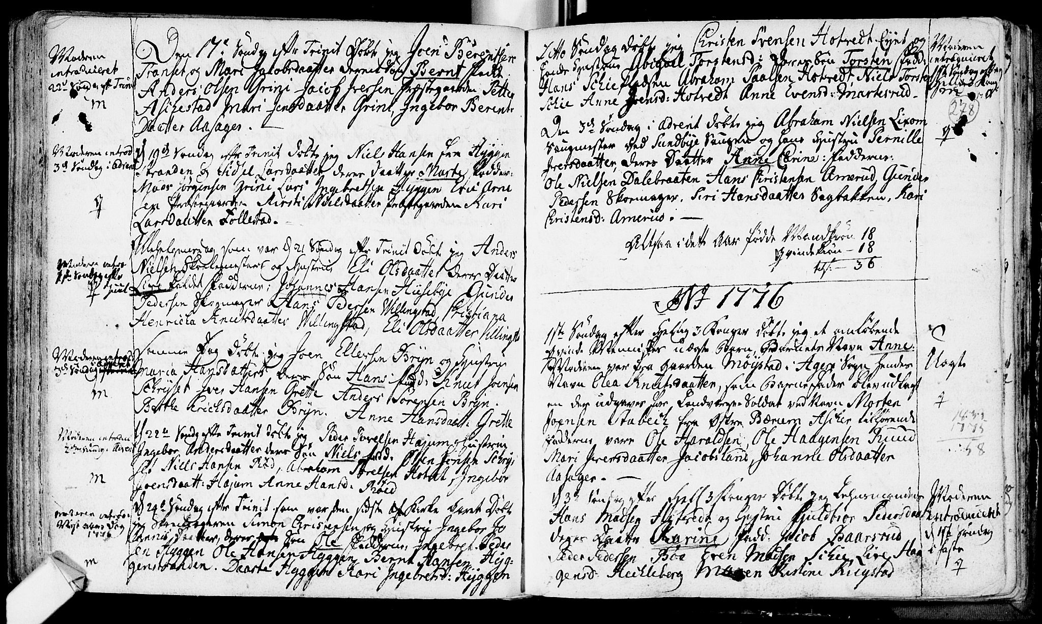 Røyken kirkebøker, AV/SAKO-A-241/F/Fa/L0002: Parish register (official) no. 2, 1731-1782, p. 278