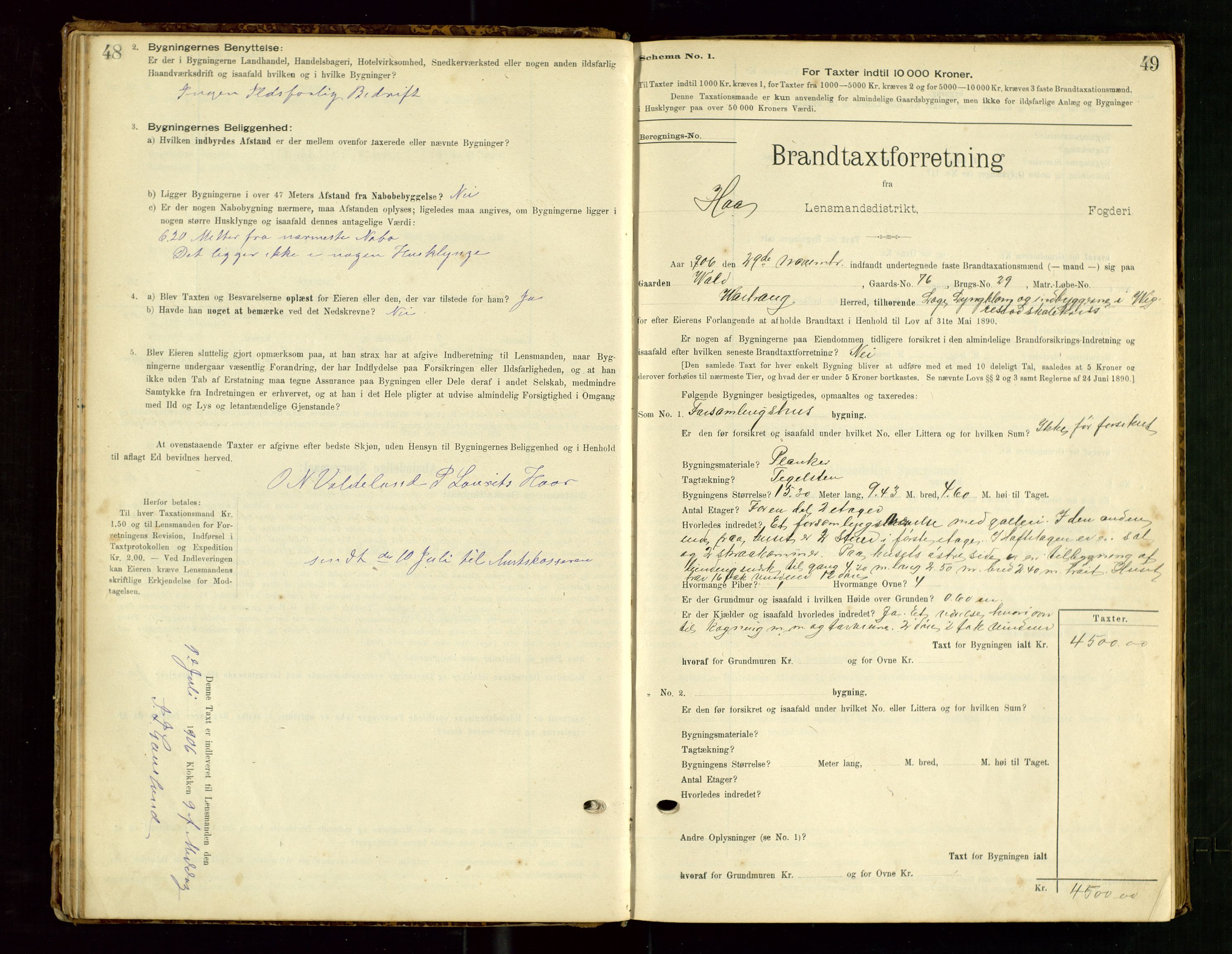 Hå lensmannskontor, SAST/A-100456/Goa/L0003: Takstprotokoll (skjema), 1895-1911, p. 48-49