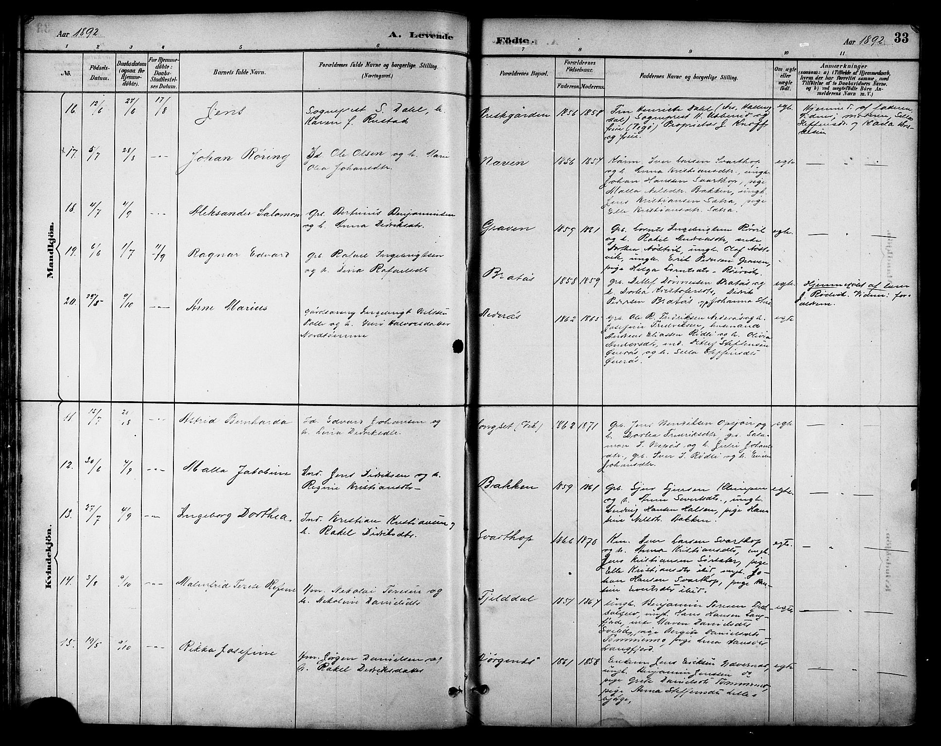 Ministerialprotokoller, klokkerbøker og fødselsregistre - Nordland, AV/SAT-A-1459/814/L0230: Parish register (copy) no. 814C03, 1884-1911, p. 33