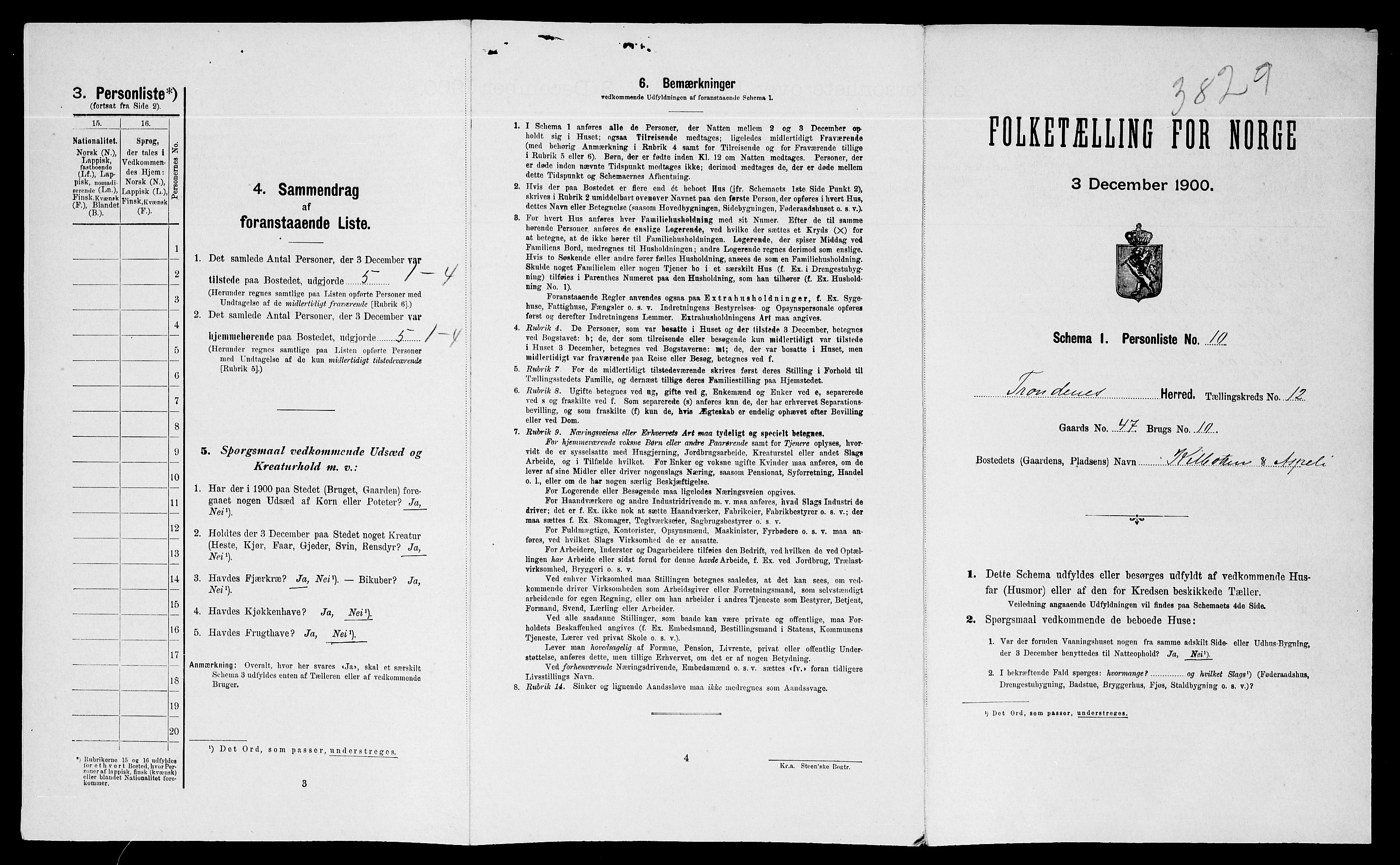 SATØ, 1900 census for Trondenes, 1900, p. 1190