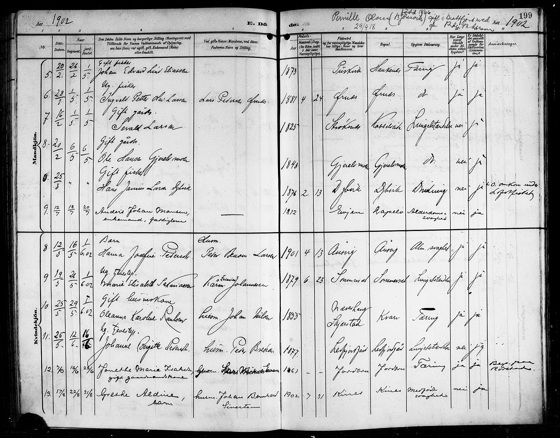 Ministerialprotokoller, klokkerbøker og fødselsregistre - Nordland, AV/SAT-A-1459/854/L0786: Parish register (copy) no. 854C02, 1901-1912, p. 199