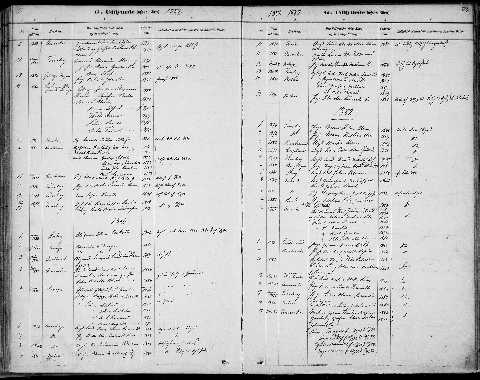 Sem kirkebøker, SAKO/A-5/F/Fb/L0004: Parish register (official) no. II 4, 1878-1891, p. 373