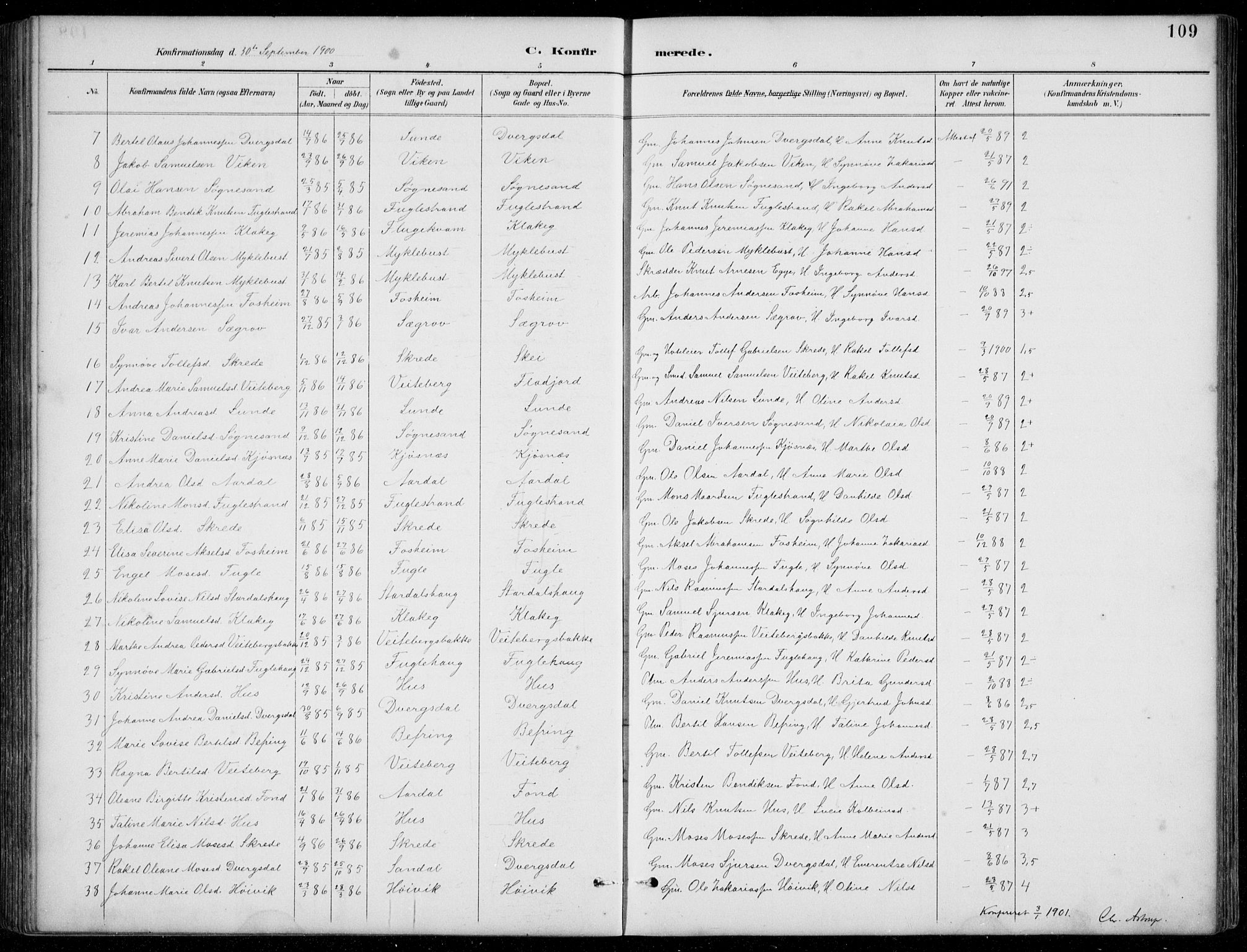 Jølster sokneprestembete, SAB/A-80701/H/Hab/Habb/L0002: Parish register (copy) no. B 2, 1887-1920, p. 109