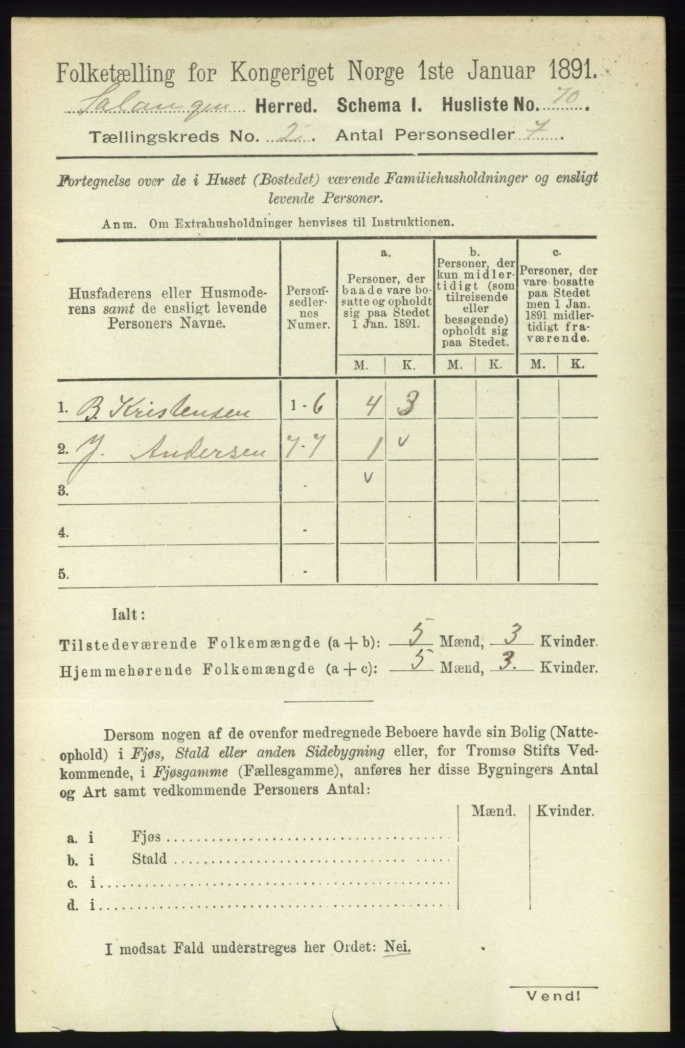 RA, 1891 census for 1921 Salangen, 1891, p. 544