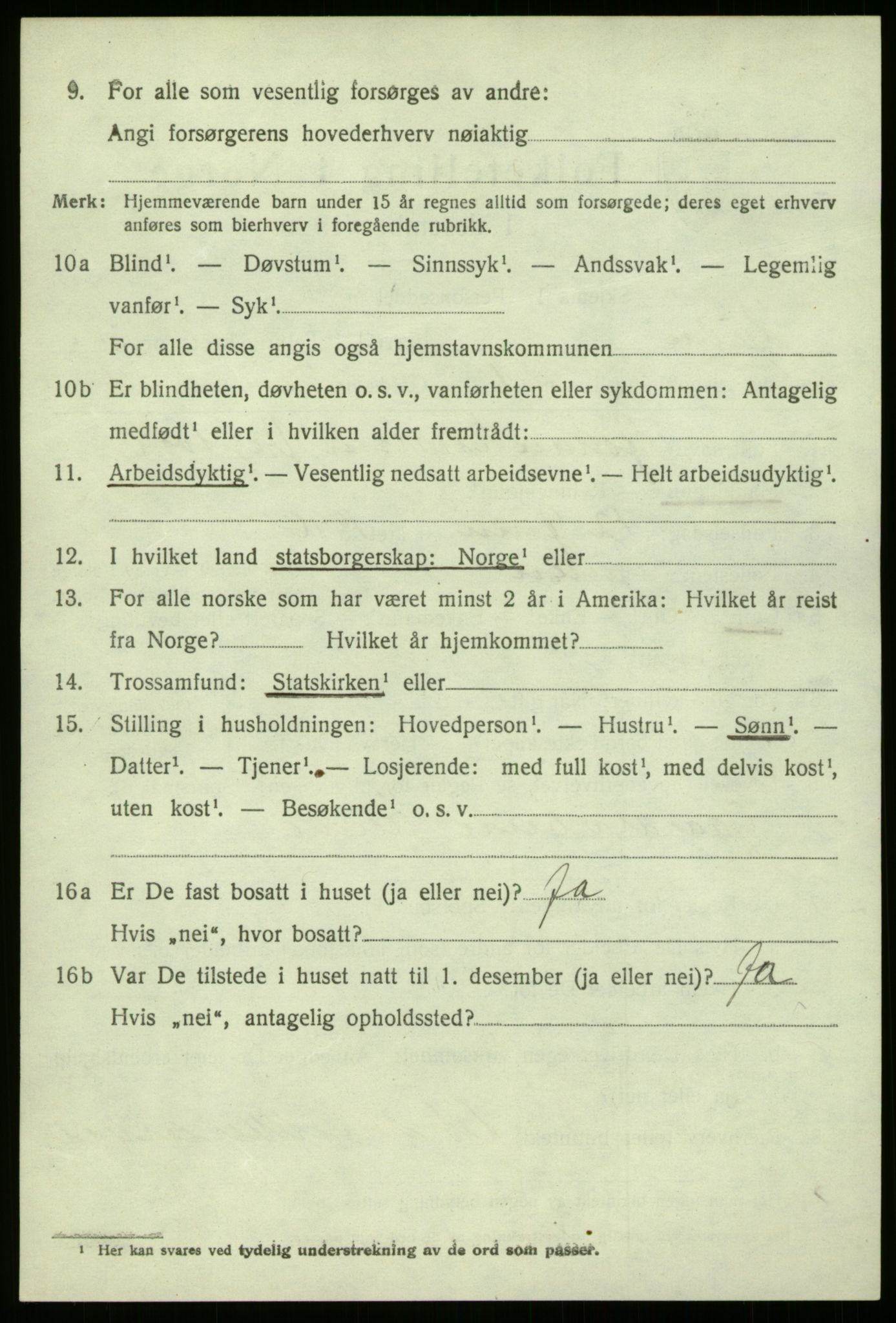 SAB, 1920 census for Gulen, 1920, p. 3502