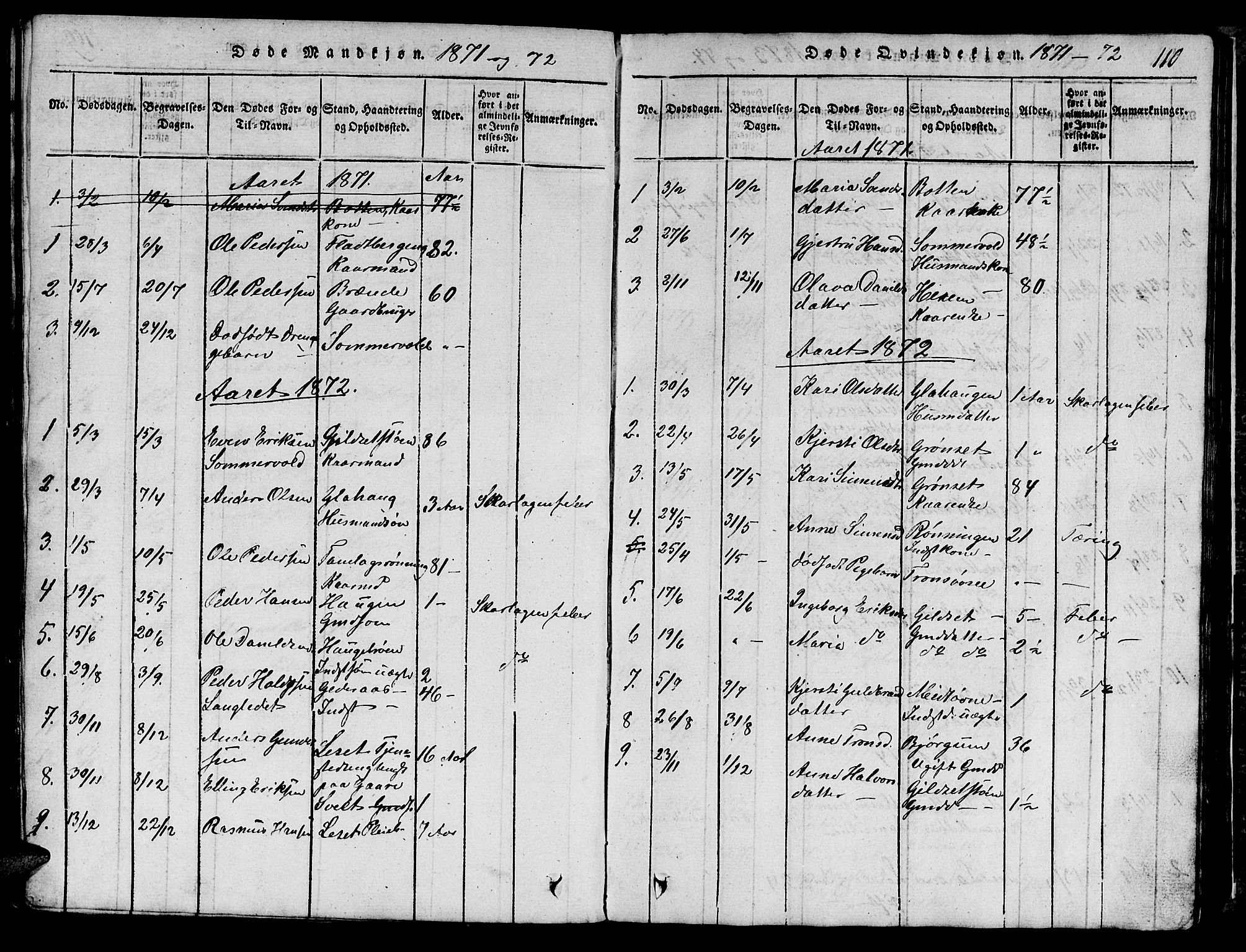 Ministerialprotokoller, klokkerbøker og fødselsregistre - Sør-Trøndelag, SAT/A-1456/685/L0976: Parish register (copy) no. 685C01, 1817-1878, p. 110