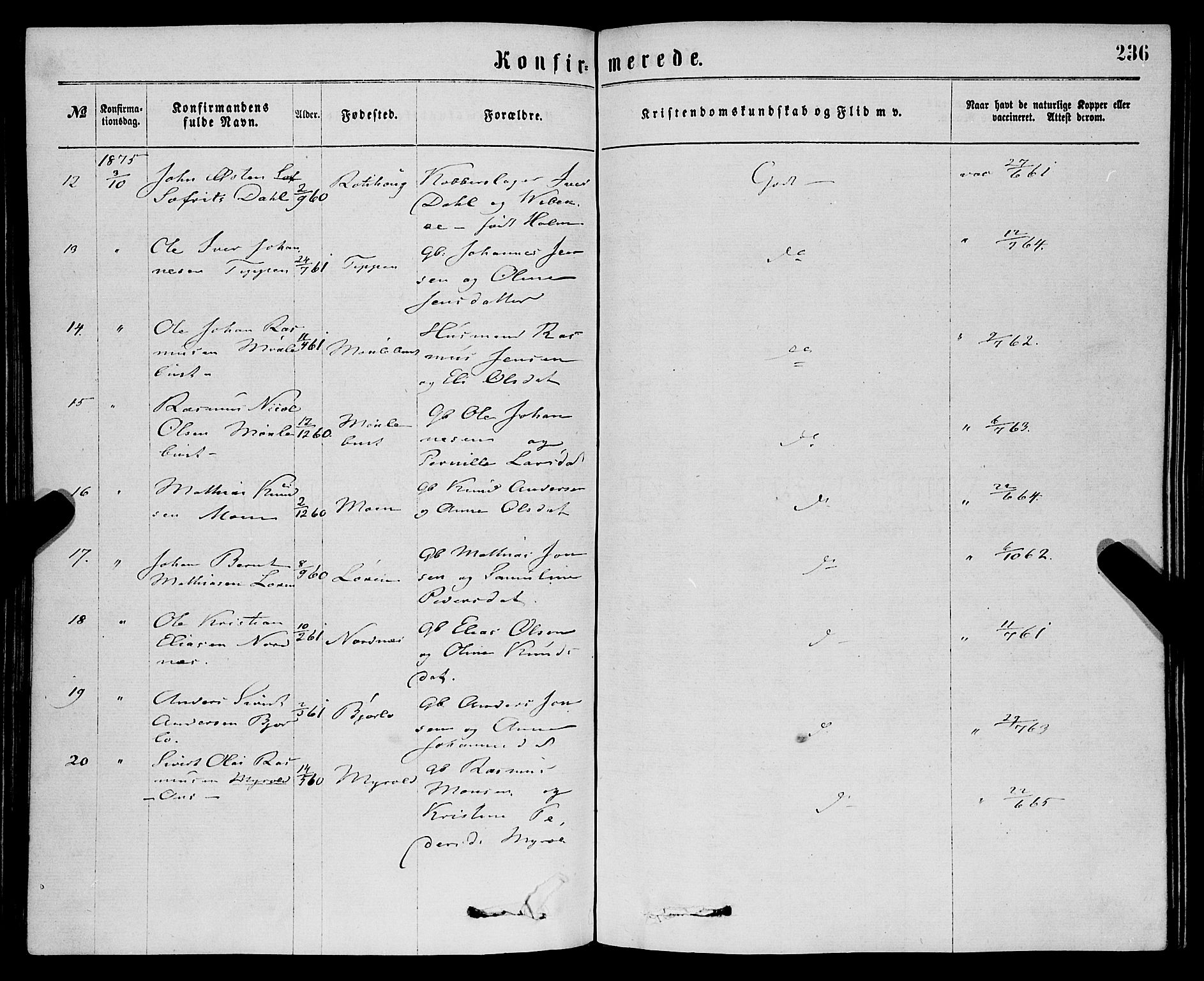 Eid sokneprestembete, AV/SAB-A-82301/H/Haa/Haaa/L0010: Parish register (official) no. A 10, 1867-1878, p. 236