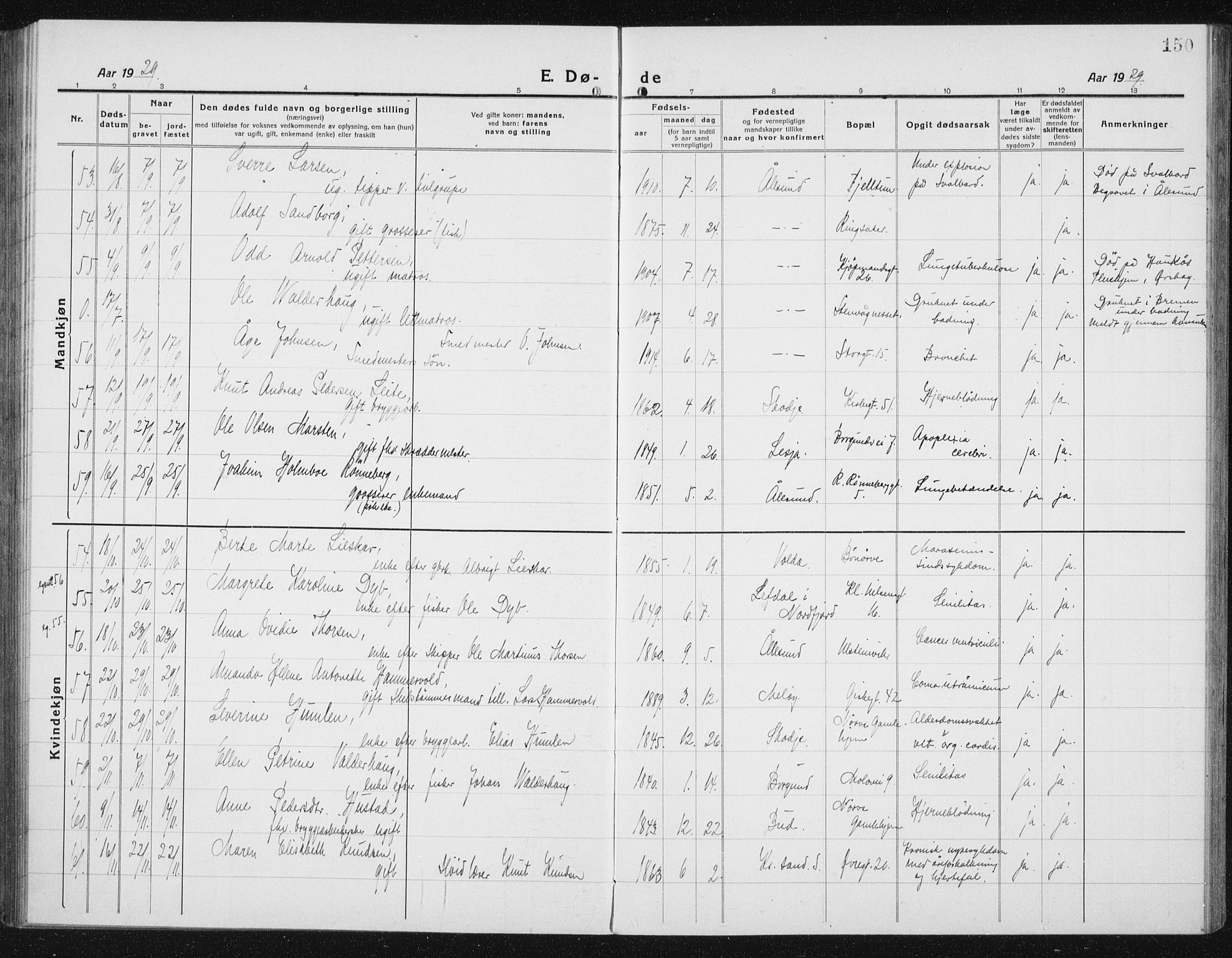 Ministerialprotokoller, klokkerbøker og fødselsregistre - Møre og Romsdal, AV/SAT-A-1454/529/L0474: Parish register (copy) no. 529C11, 1918-1938, p. 150