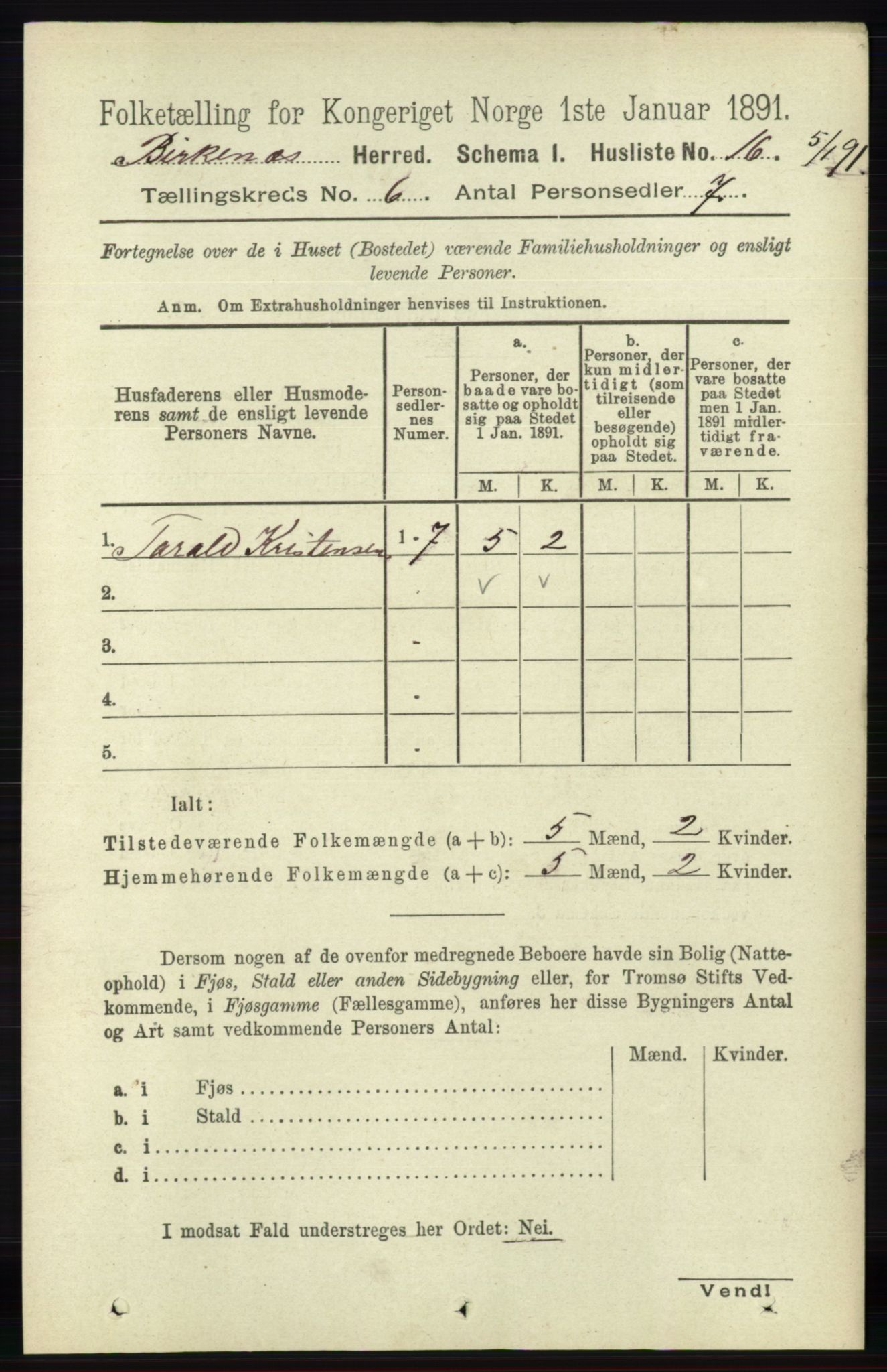 RA, 1891 Census for 0928 Birkenes, 1891, p. 1781
