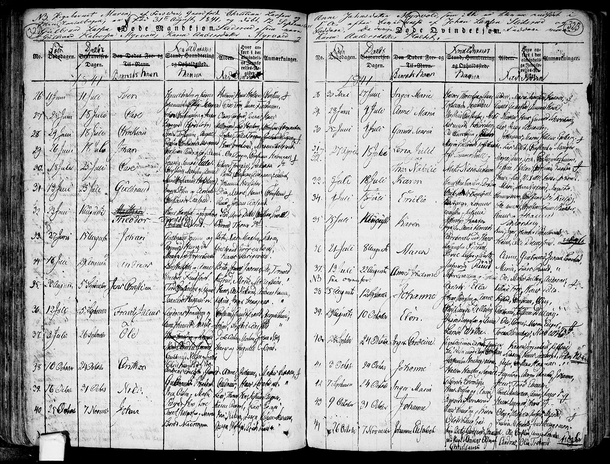 Trøgstad prestekontor Kirkebøker, SAO/A-10925/F/Fa/L0006: Parish register (official) no. I 6, 1815-1844, p. 322-323