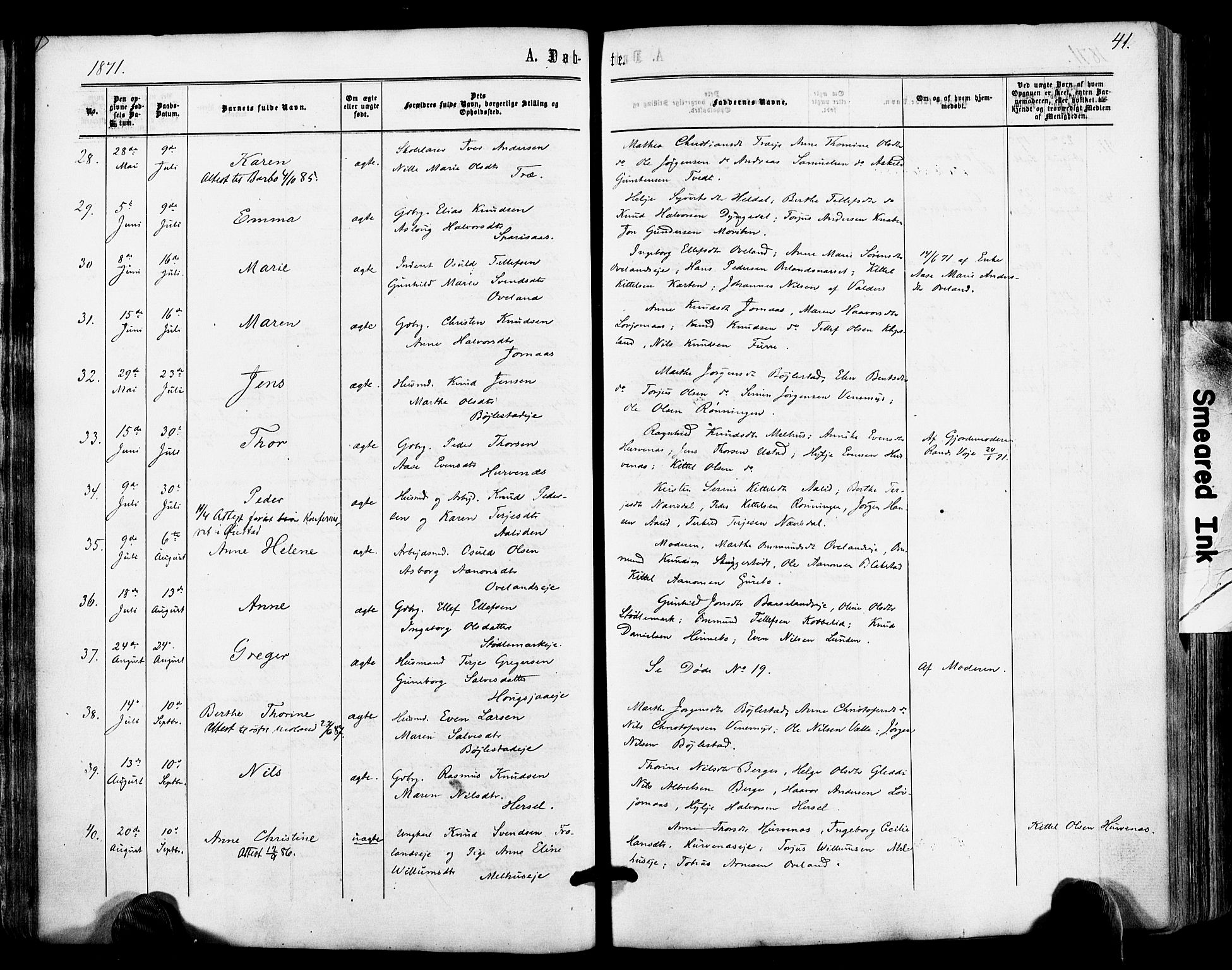 Froland sokneprestkontor, AV/SAK-1111-0013/F/Fa/L0003: Parish register (official) no. A 3, 1864-1881, p. 41