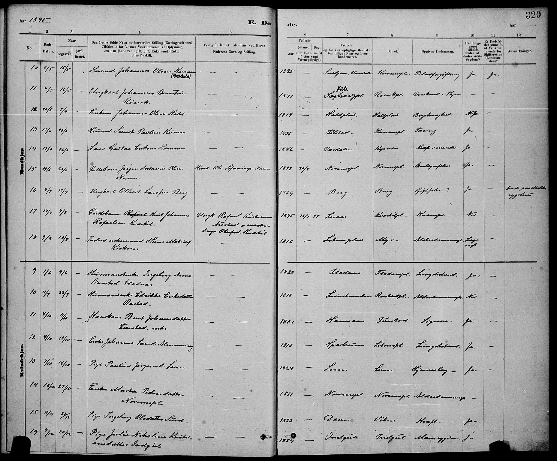Ministerialprotokoller, klokkerbøker og fødselsregistre - Nord-Trøndelag, SAT/A-1458/730/L0301: Parish register (copy) no. 730C04, 1880-1897, p. 320