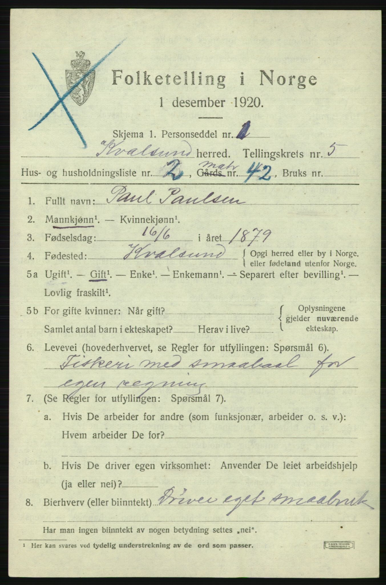 SATØ, 1920 census for , 1920, p. 1592