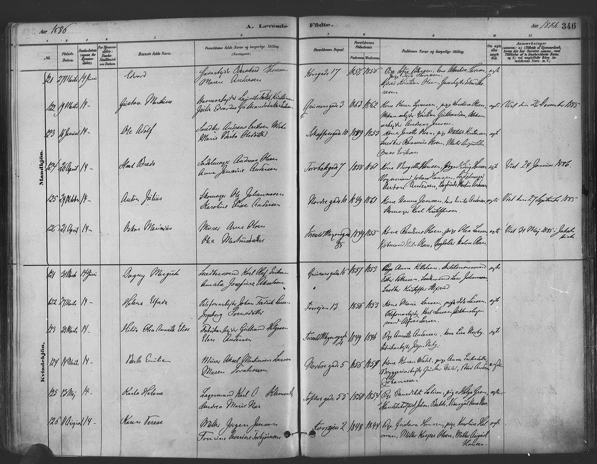 Paulus prestekontor Kirkebøker, AV/SAO-A-10871/F/Fa/L0003: Parish register (official) no. 3, 1879-1887, p. 346