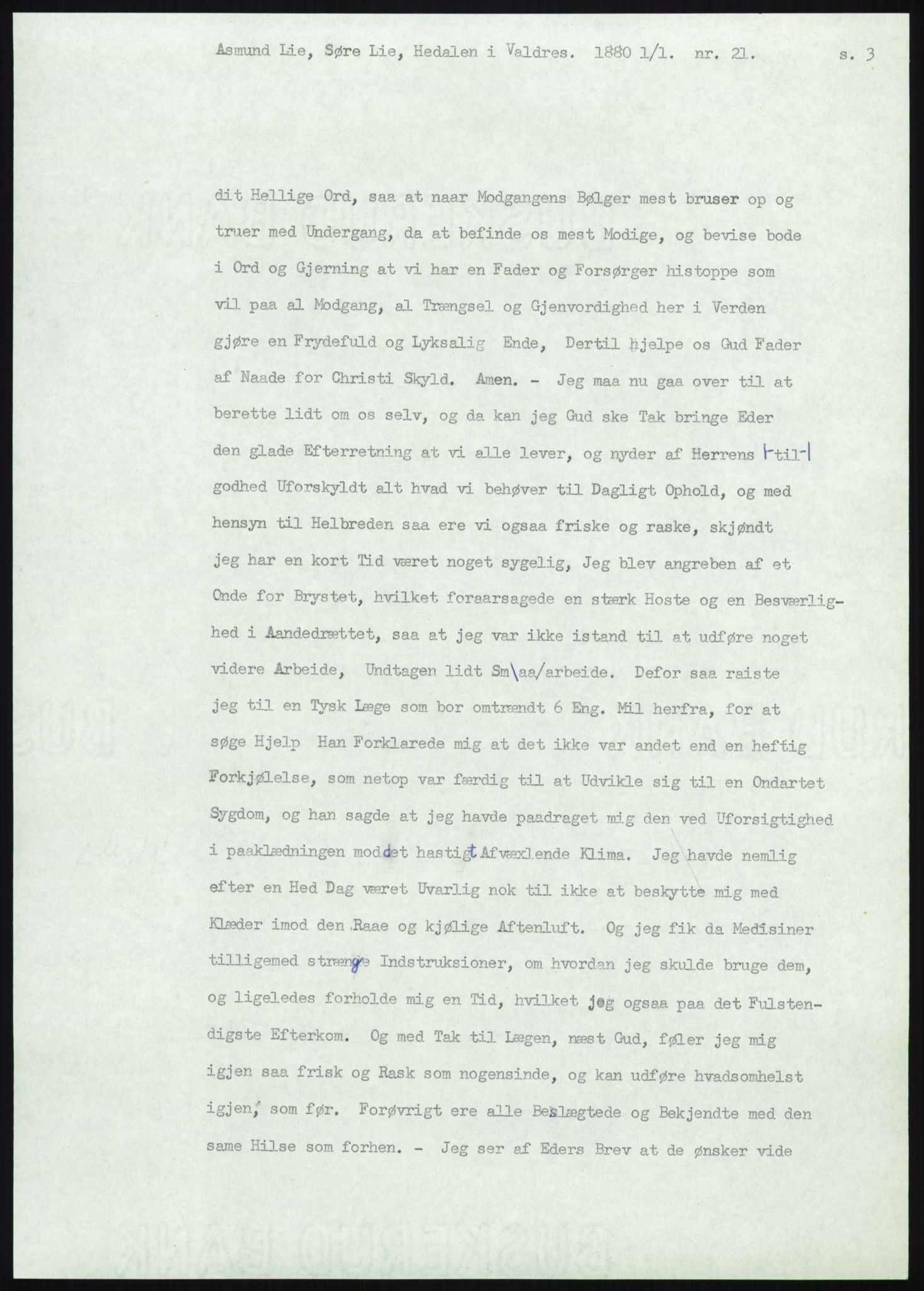 Samlinger til kildeutgivelse, Amerikabrevene, AV/RA-EA-4057/F/L0012: Innlån fra Oppland: Lie (brevnr 1-78), 1838-1914, p. 251