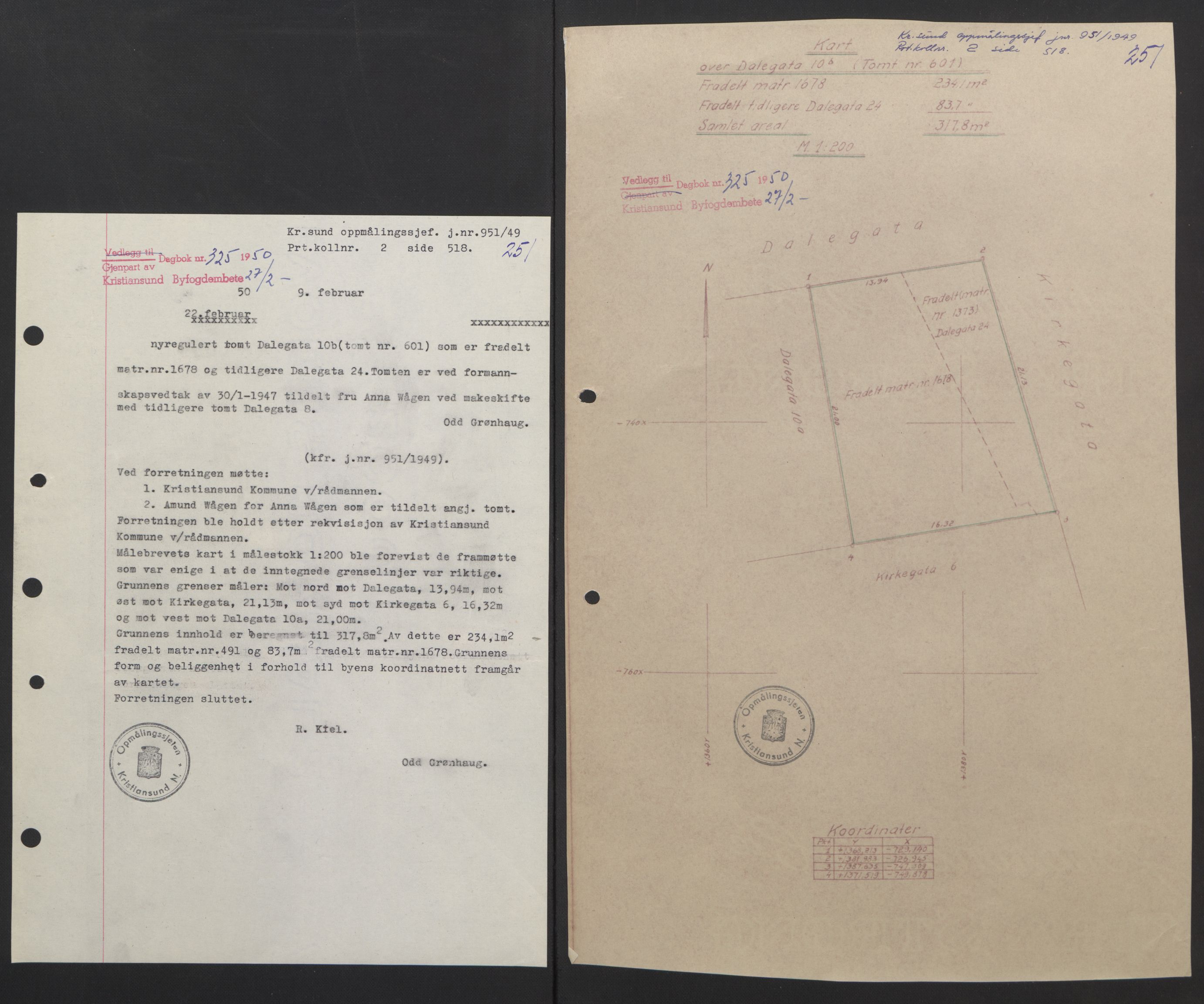 Kristiansund byfogd, AV/SAT-A-4587/A/27: Mortgage book no. 42, 1947-1950, Diary no: : 325/1950