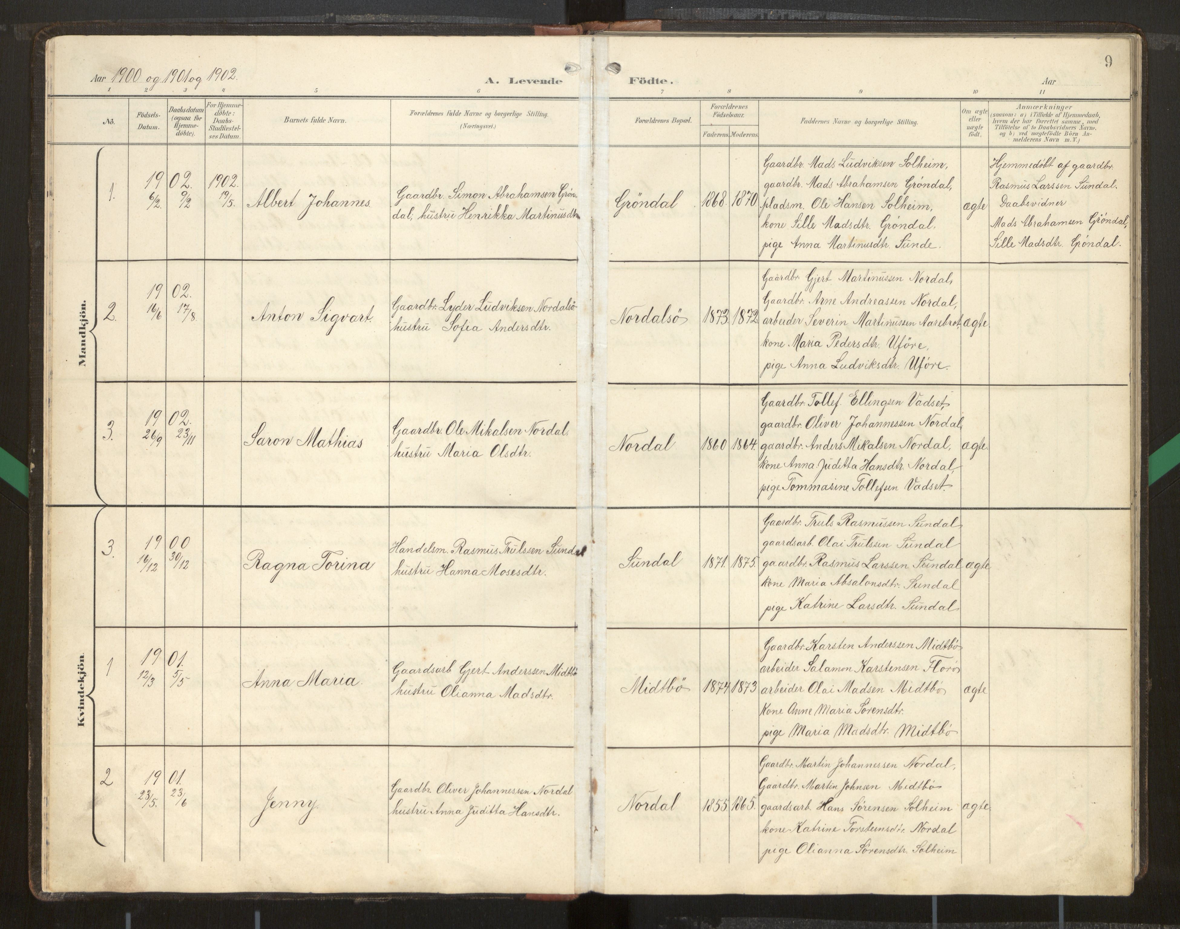 Kinn sokneprestembete, SAB/A-80801/H/Hab/Habd/L0001: Parish register (copy) no. D 1, 1898-1946, p. 9