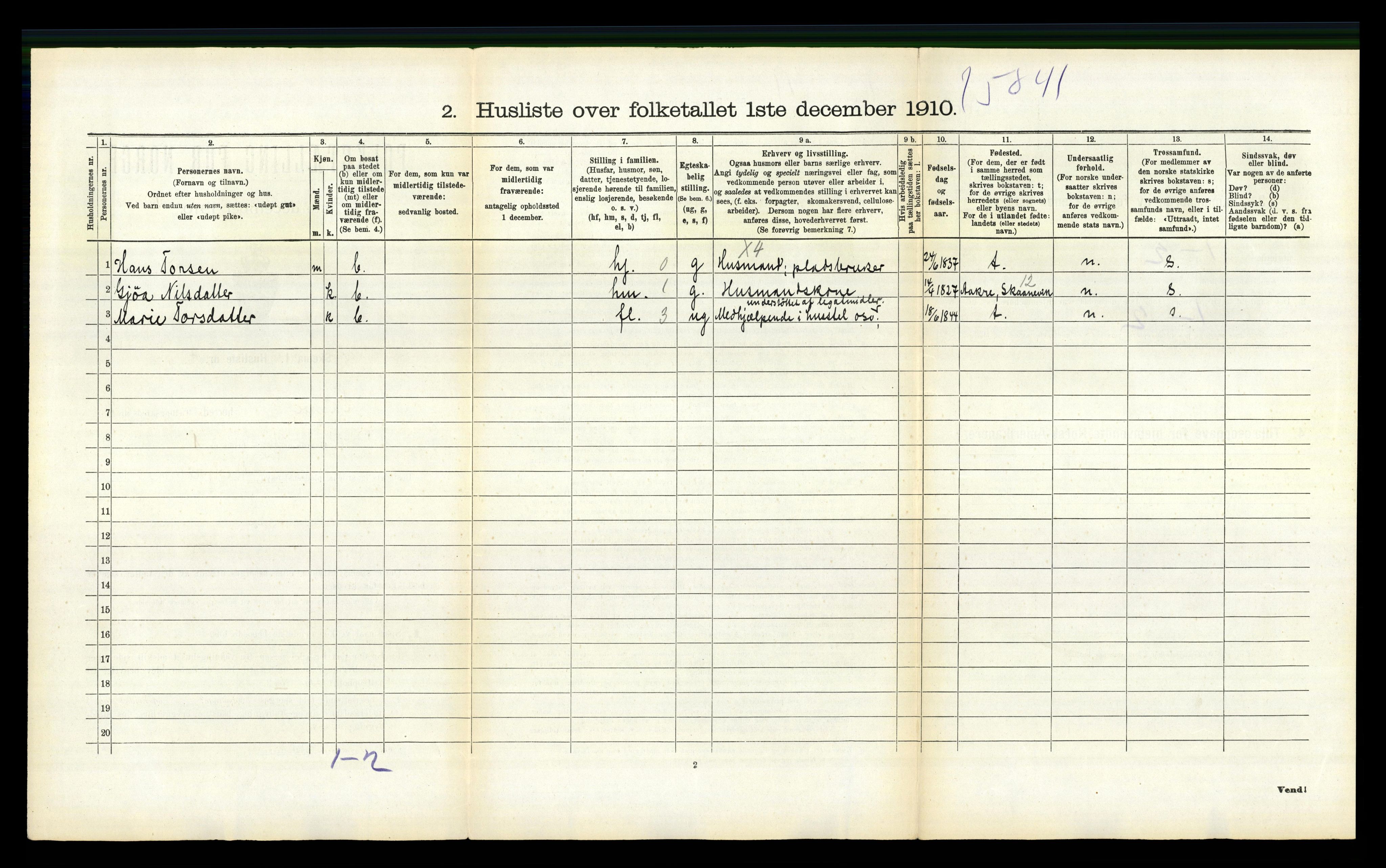 RA, 1910 census for Skåre, 1910, p. 95