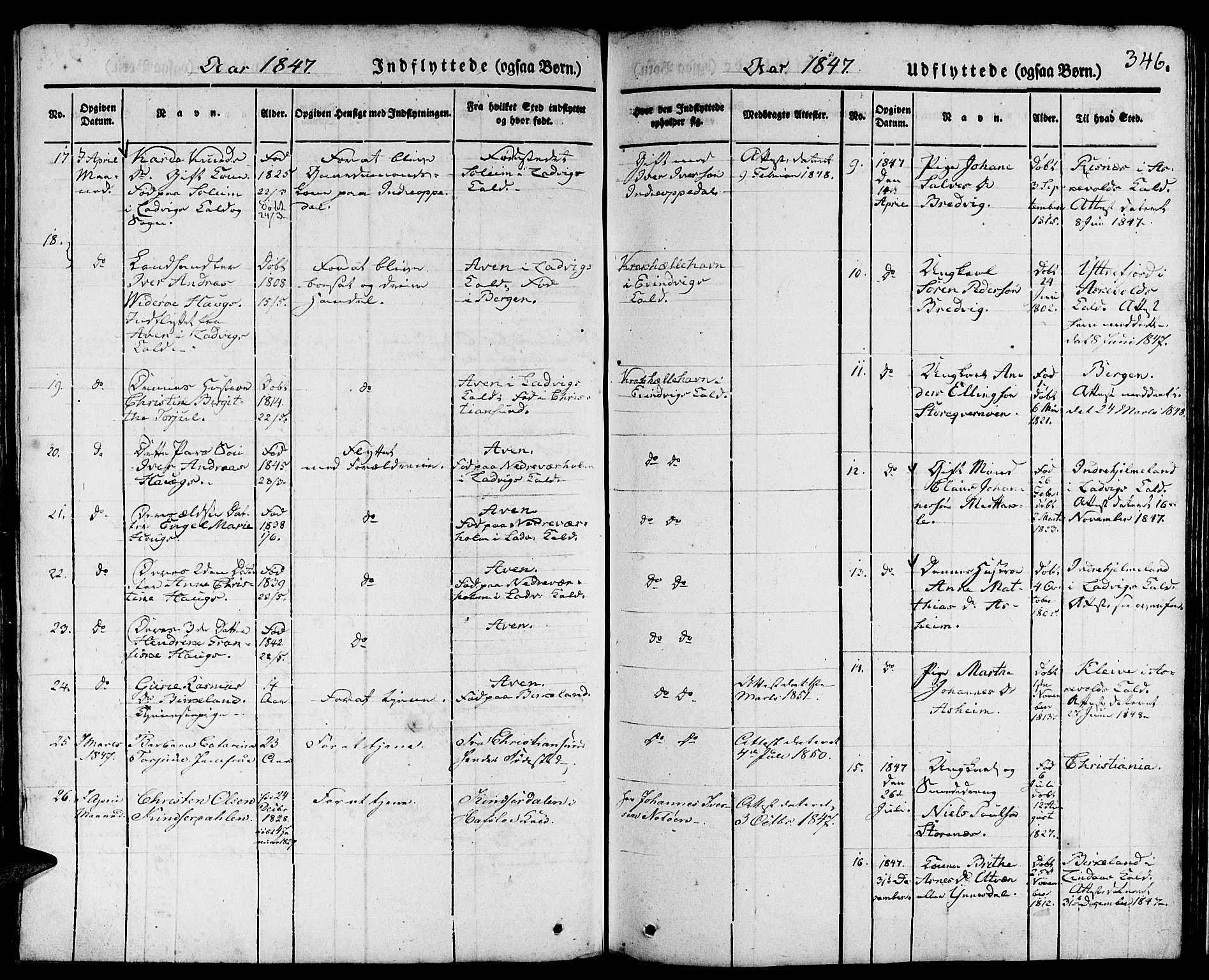 Gulen sokneprestembete, AV/SAB-A-80201/H/Haa/Haaa/L0020: Parish register (official) no. A 20, 1837-1847, p. 346