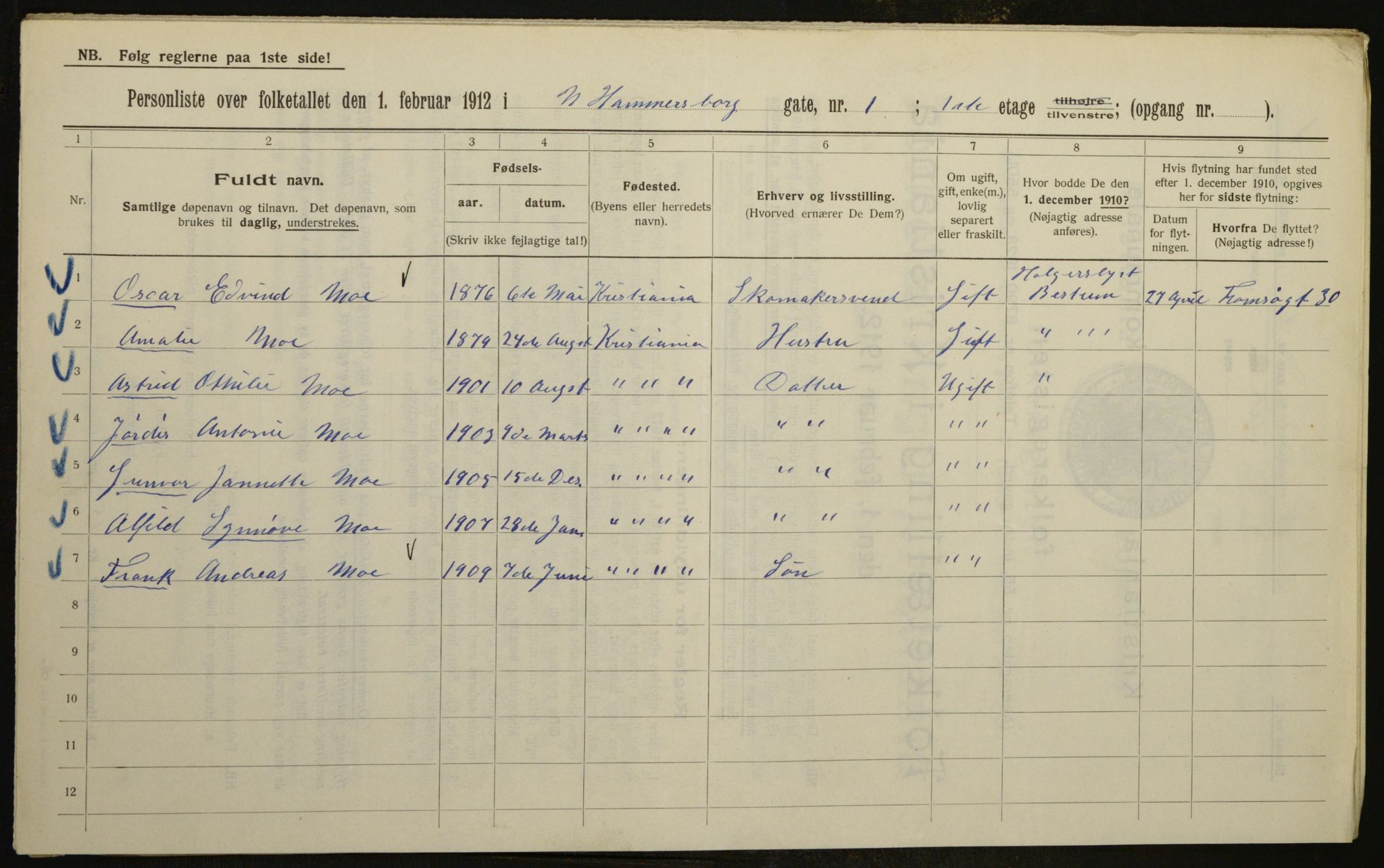 OBA, Municipal Census 1912 for Kristiania, 1912, p. 69751